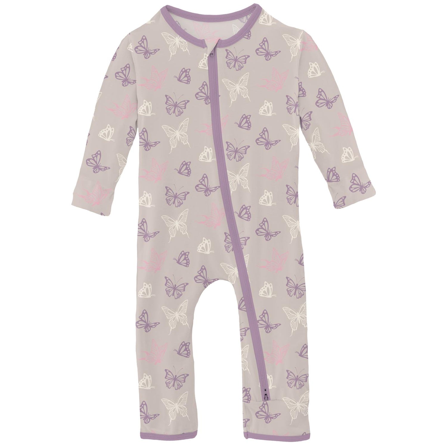 Print Coverall with 2 Way Zipper in Latte Butterflies (319140)