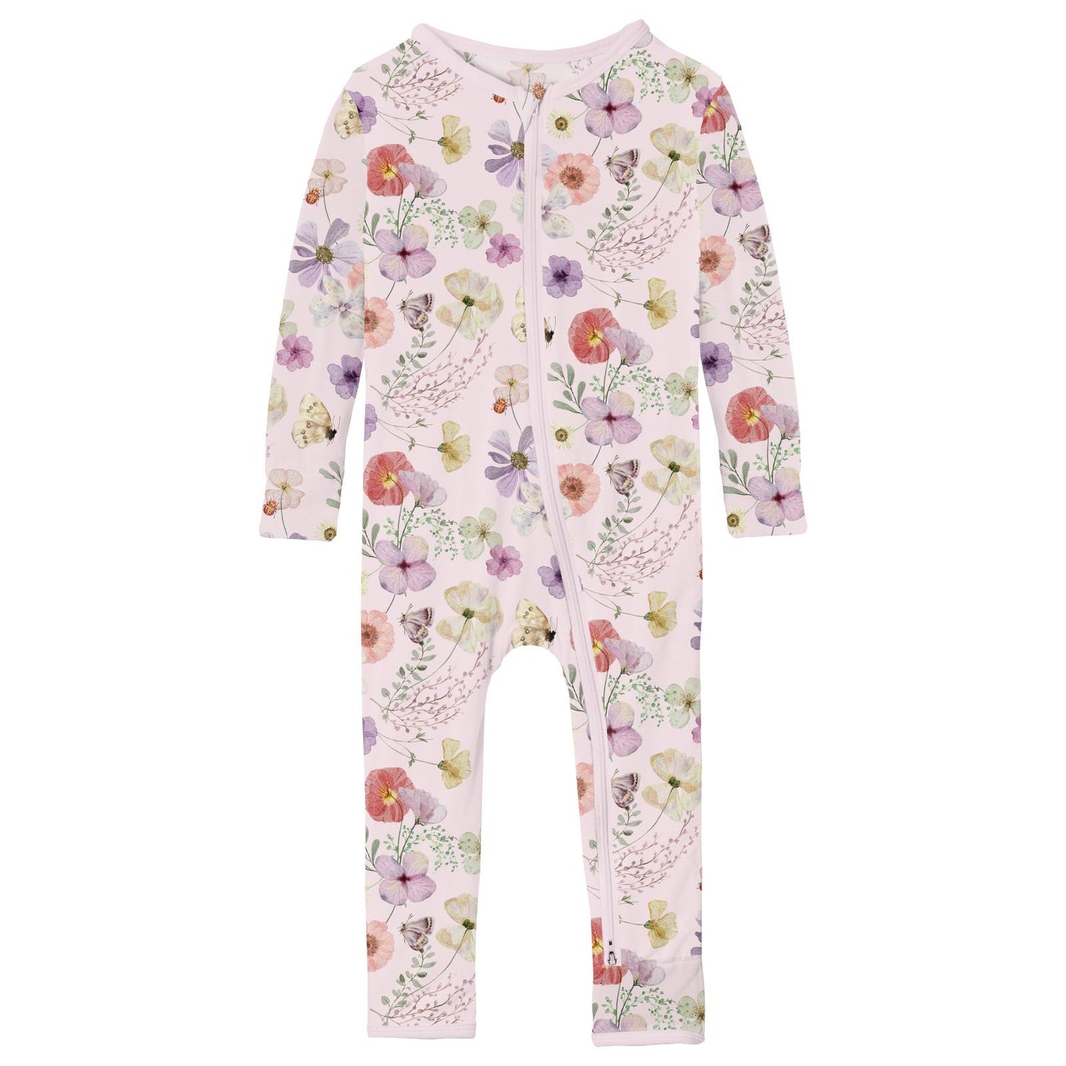 Print Coverall with 2 Way Zipper in Shrinking Violet Pressed Flowers (319247)