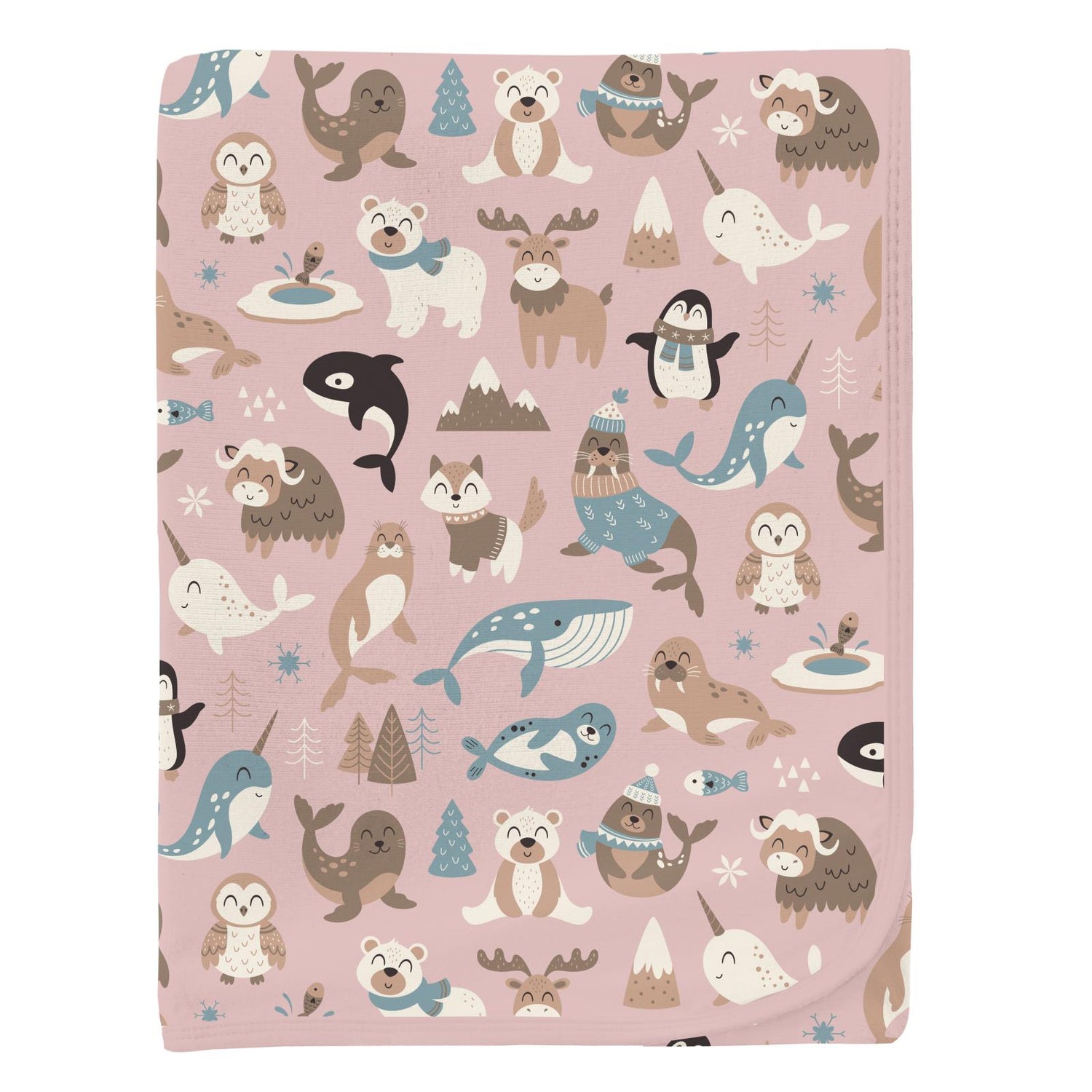 Print Swaddling Blanket in Baby Rose Arctic Animals (346302)