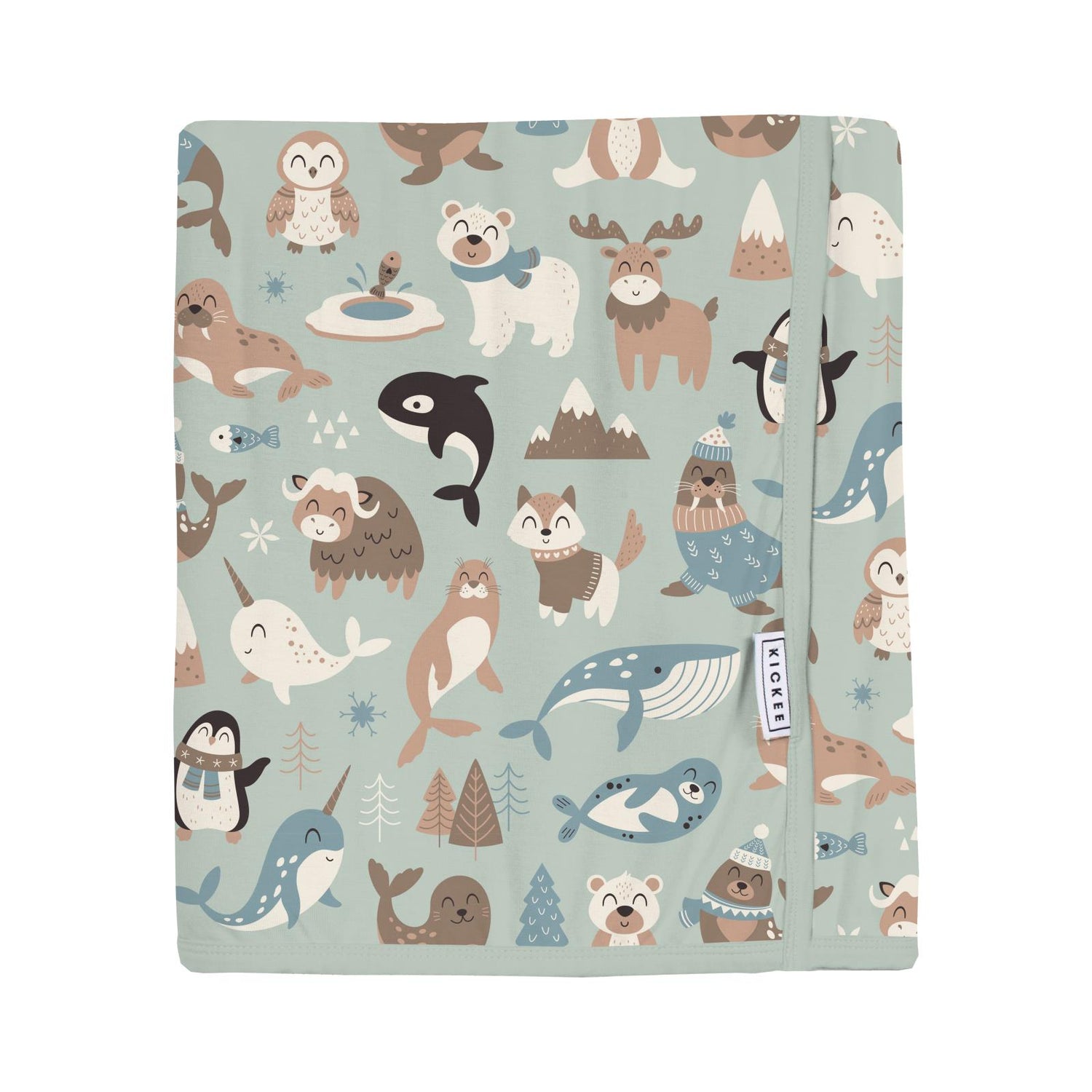 Print Swaddle Perfect Blanket in Aloe Arctic Animals (346431)