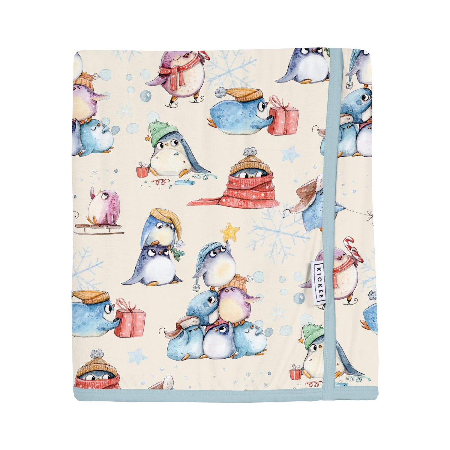 Print Swaddle Perfect Blanket in Natural Silly Penguins (346491)