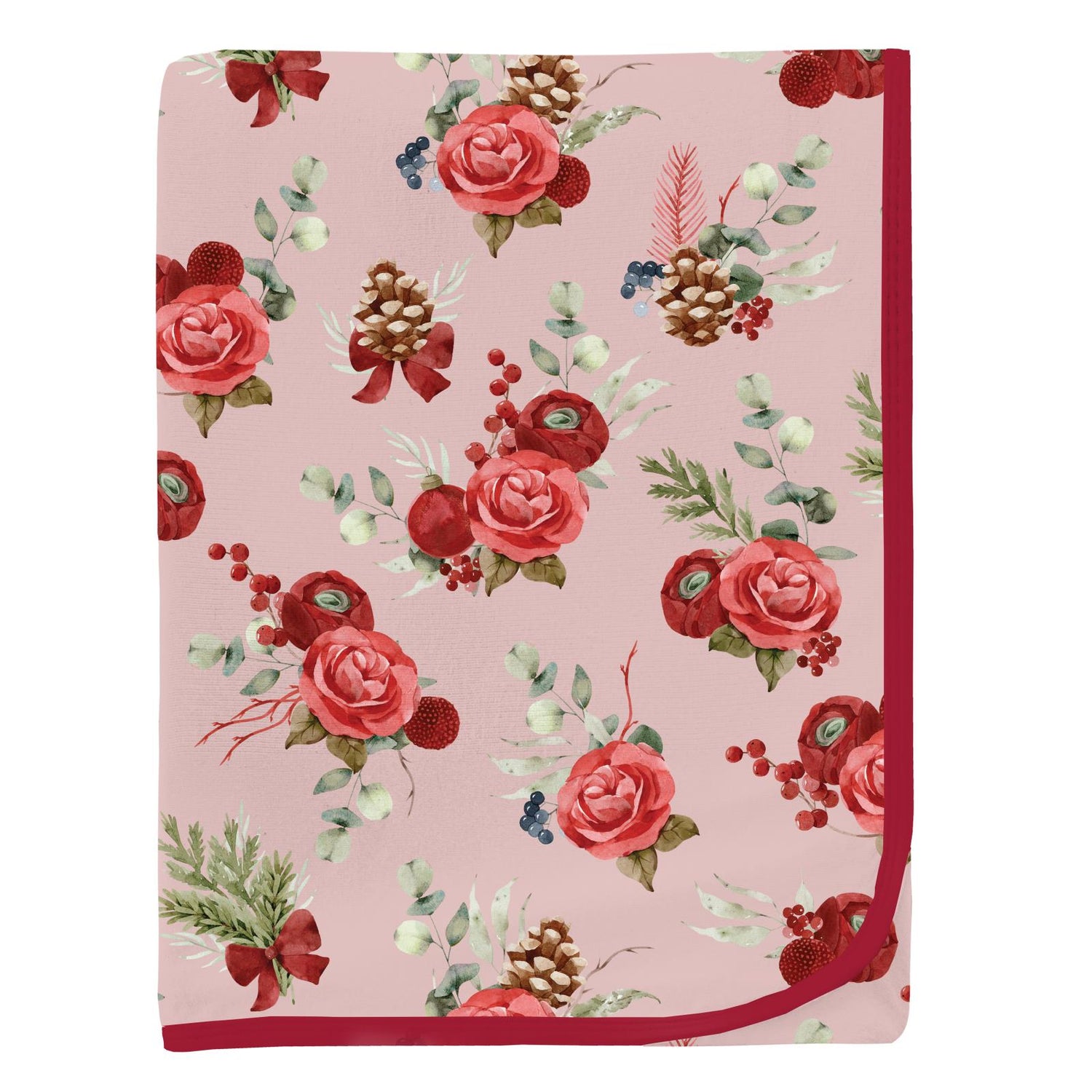 Print Swaddling Blanket in Baby Rose Holiday Floral (346725)