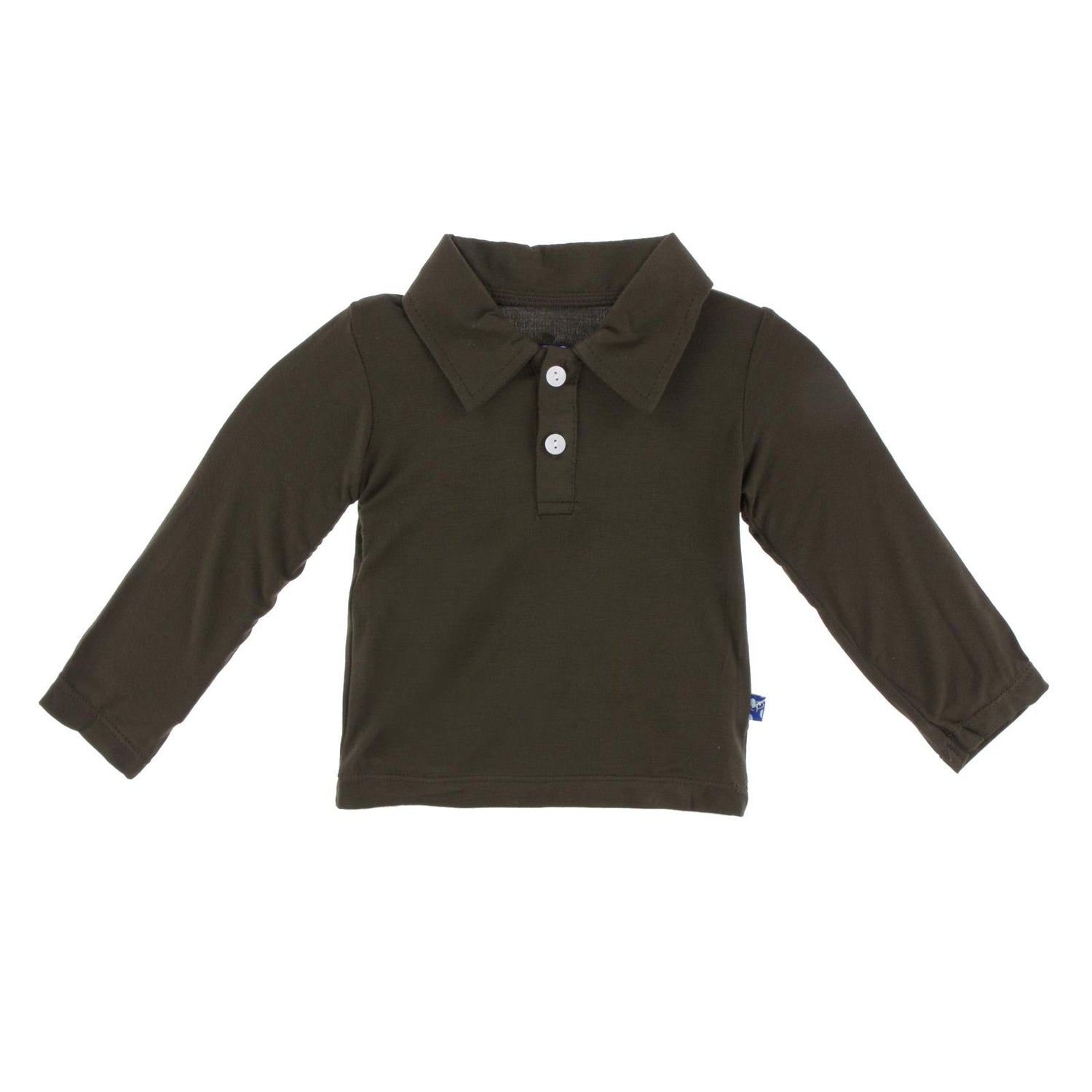 Basic Long Sleeve Polo in Bark (350030)