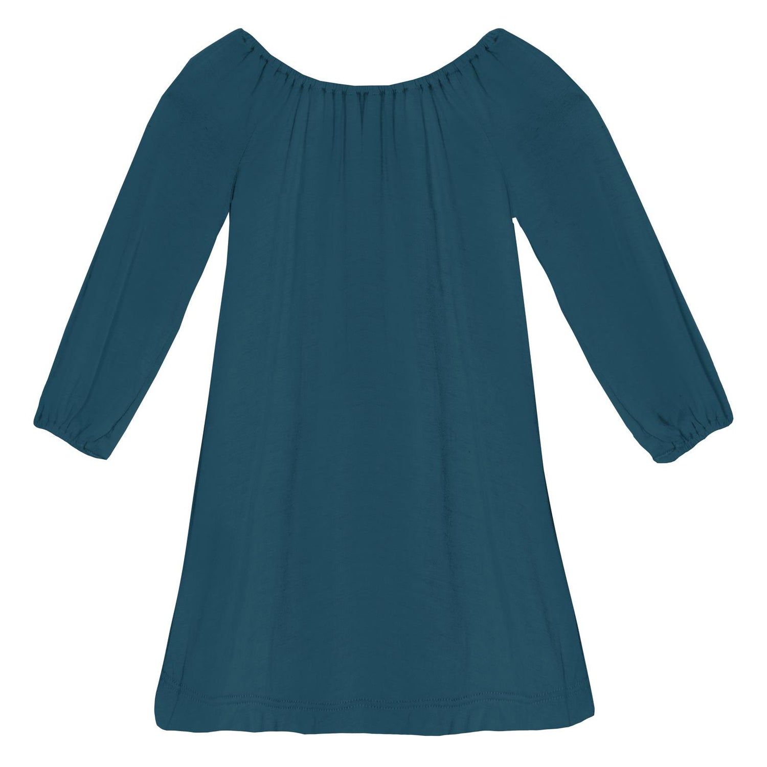 Long Sleeve Peasant Dress in Peacock