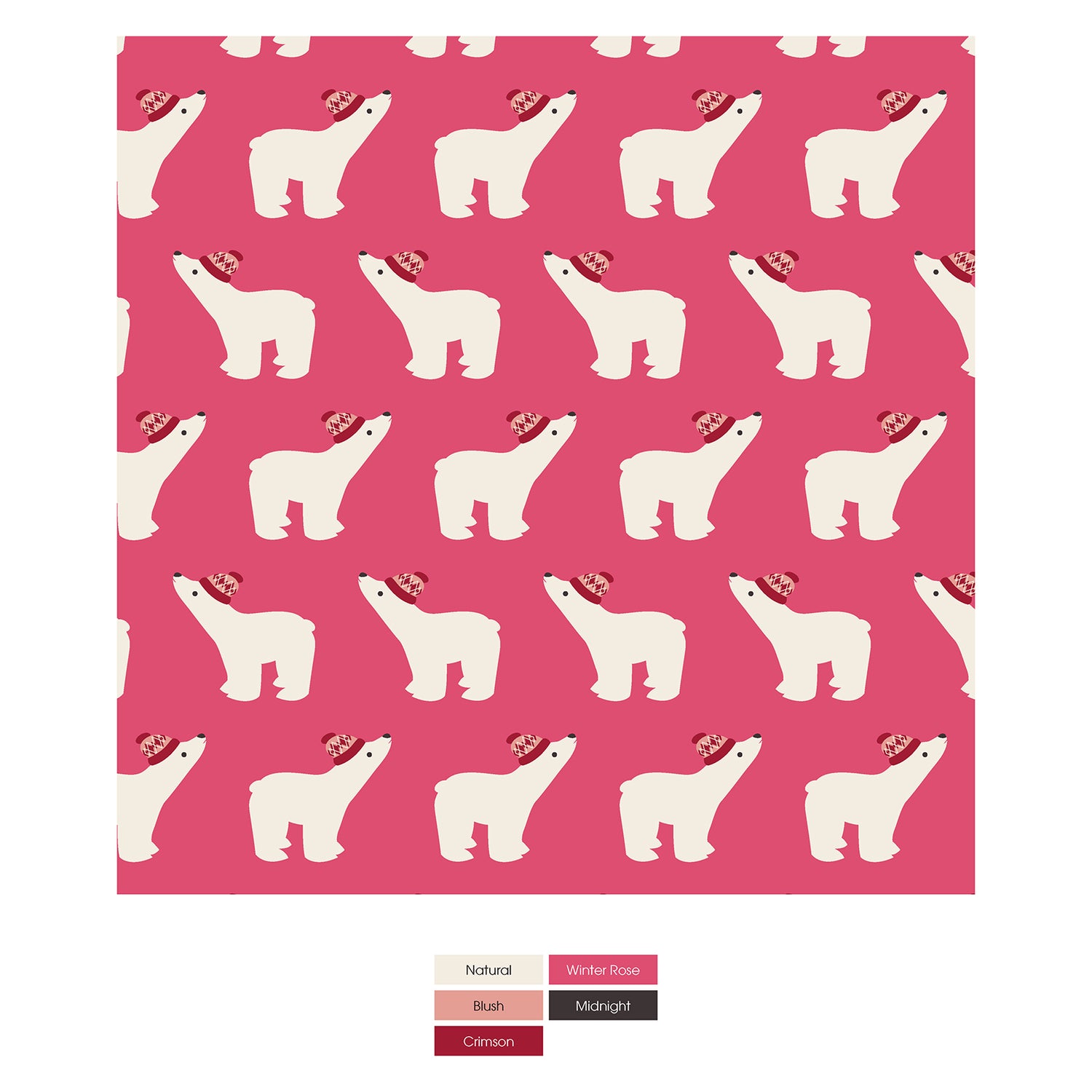 Print Fluffle Throw Blanket with Embroidery in Winter Rose Polar Bears