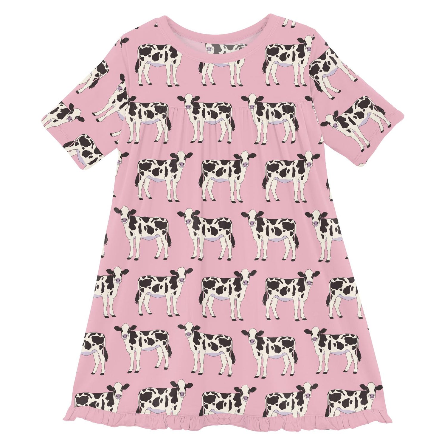 Print Classic Short Sleeve Swing Dress in Cake Pop Cows (313660)
