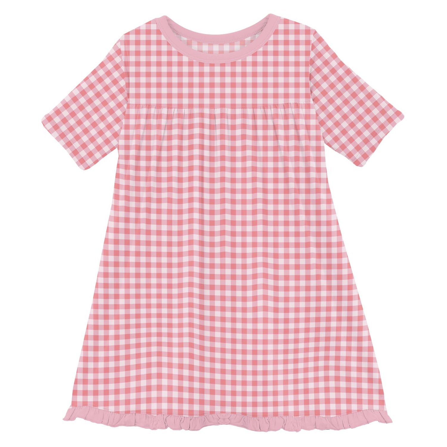 Print Classic Short Sleeve Swing Dress in Cake Pop Gingham (313720)