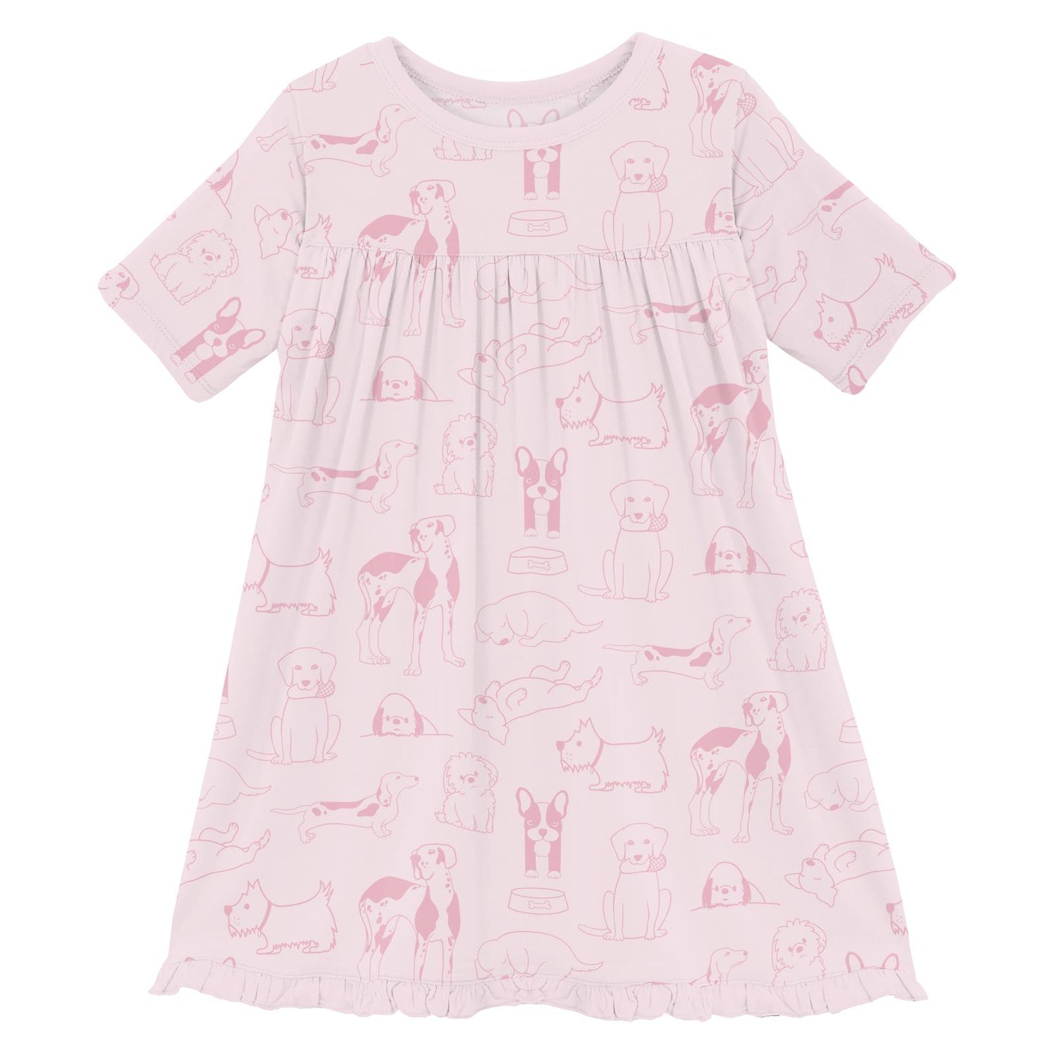 Print Classic Short Sleeve Swing Dress in Shrinking Violet Dogs (313633)
