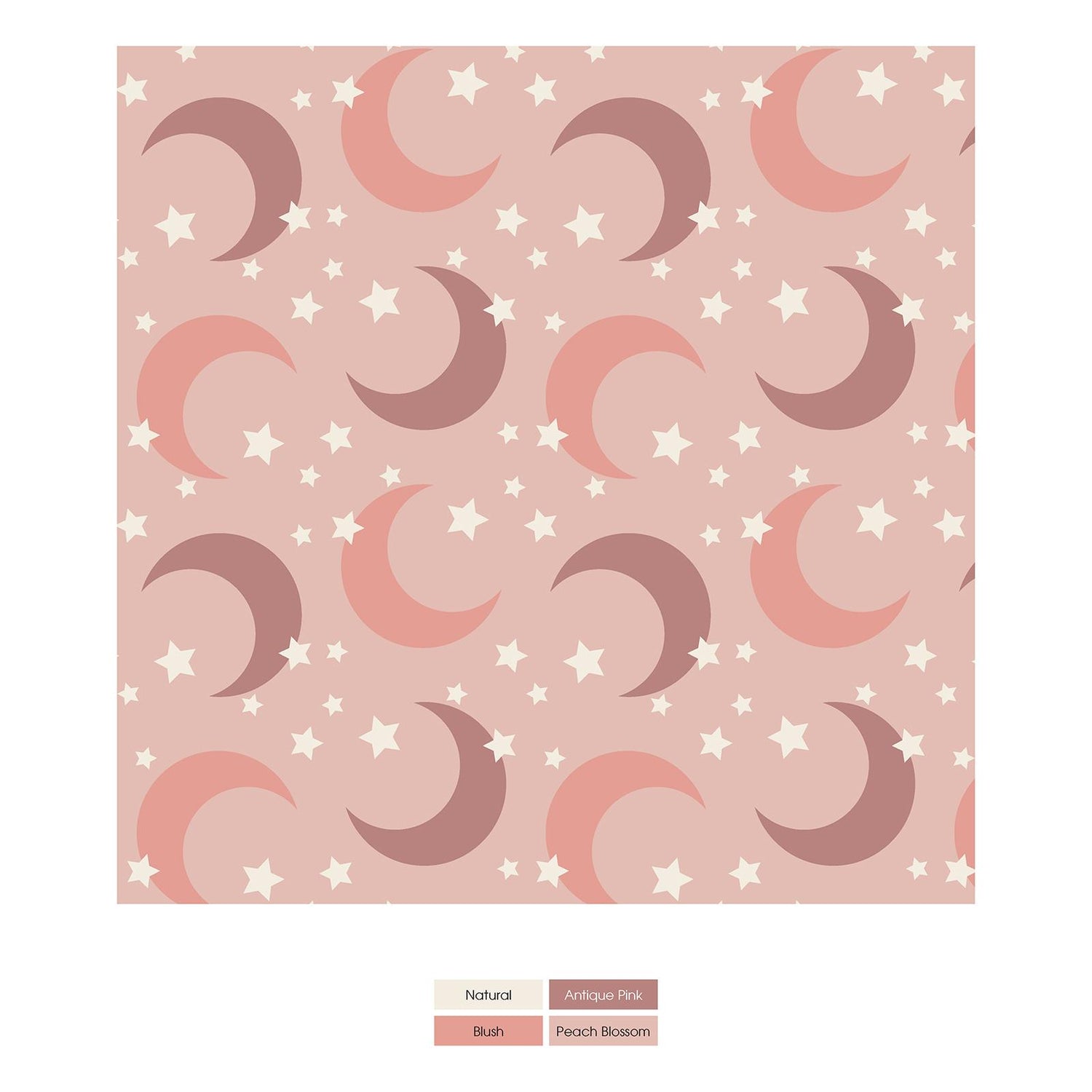 Print Oversized Throw Blanket in Peach Blossom Moon and Stars