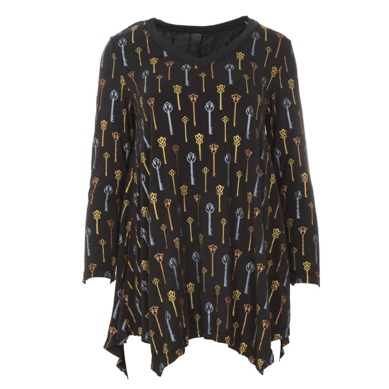 Women's Print Long Sleeve Tunic in Victorian Keys