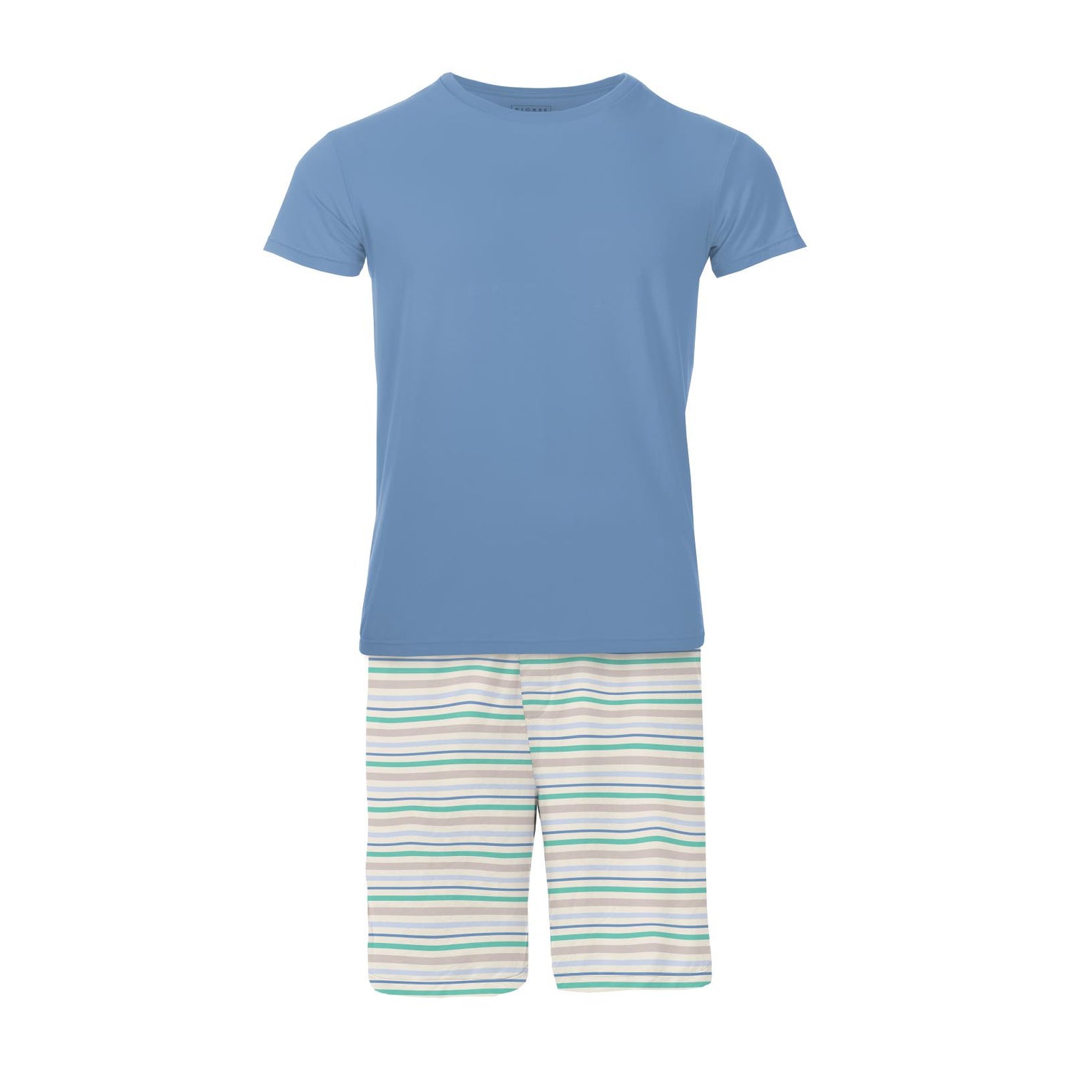 Men's Print Short Sleeve Pajama Set with Lounge Shorts in Mythical Stripe