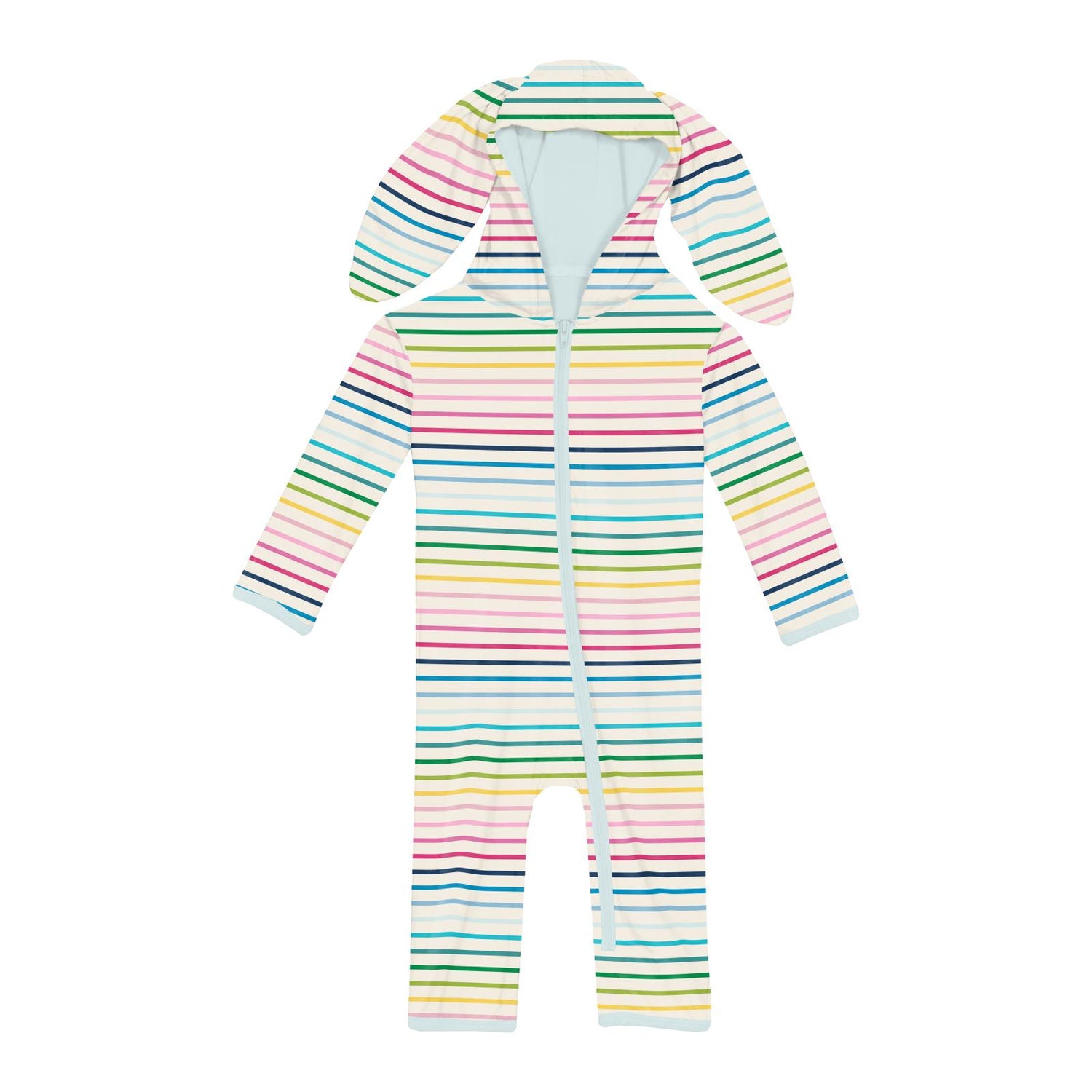 Print Bunny Romper in Happy Stripe