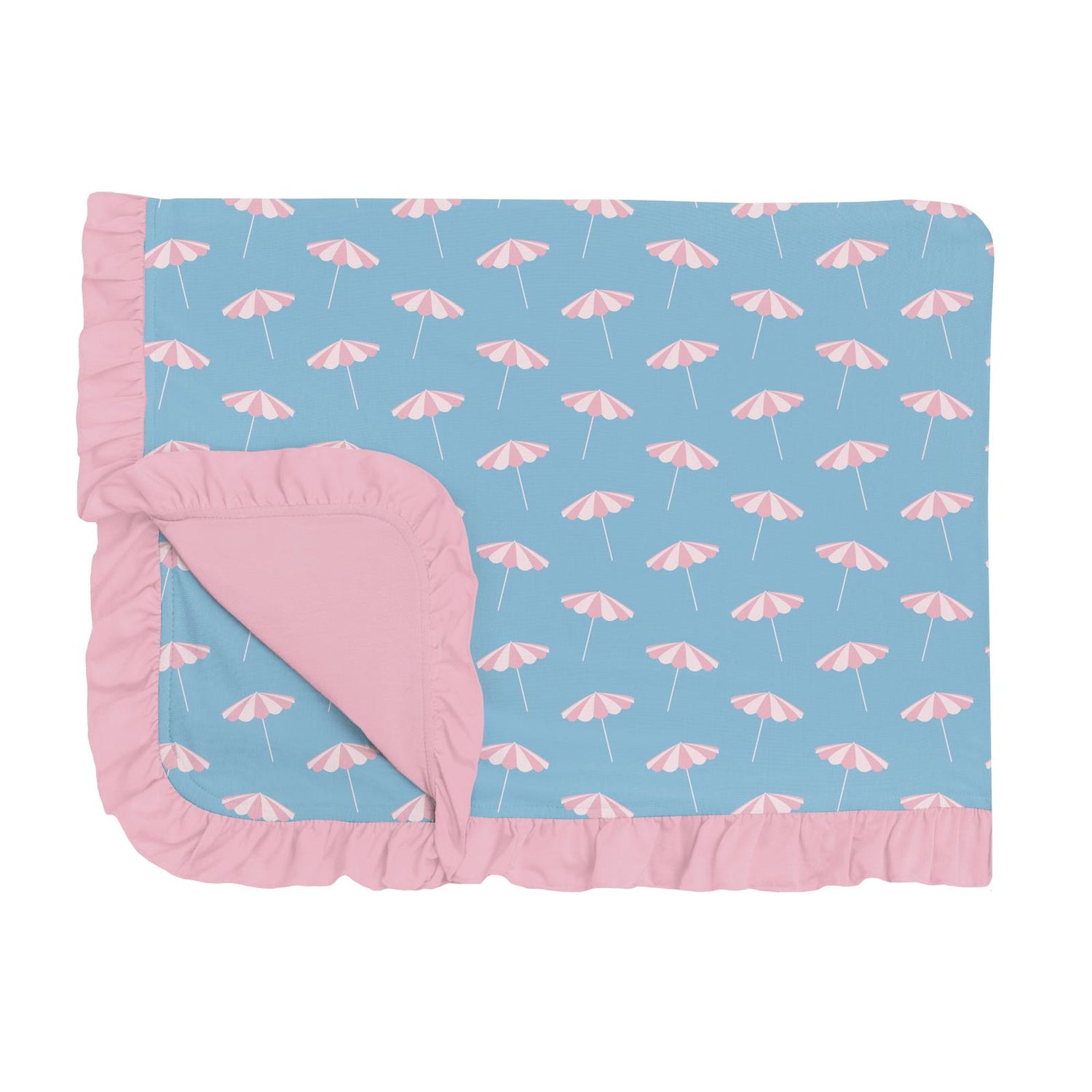 Print Ruffle Toddler Blanket in Seaside Blue Beach Umbrellas (326795)