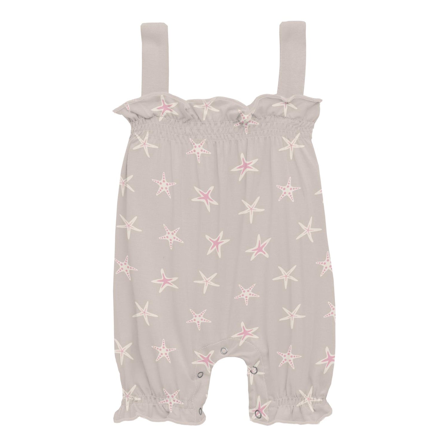 Print Gathered Romper in Latte Starfish (326943)