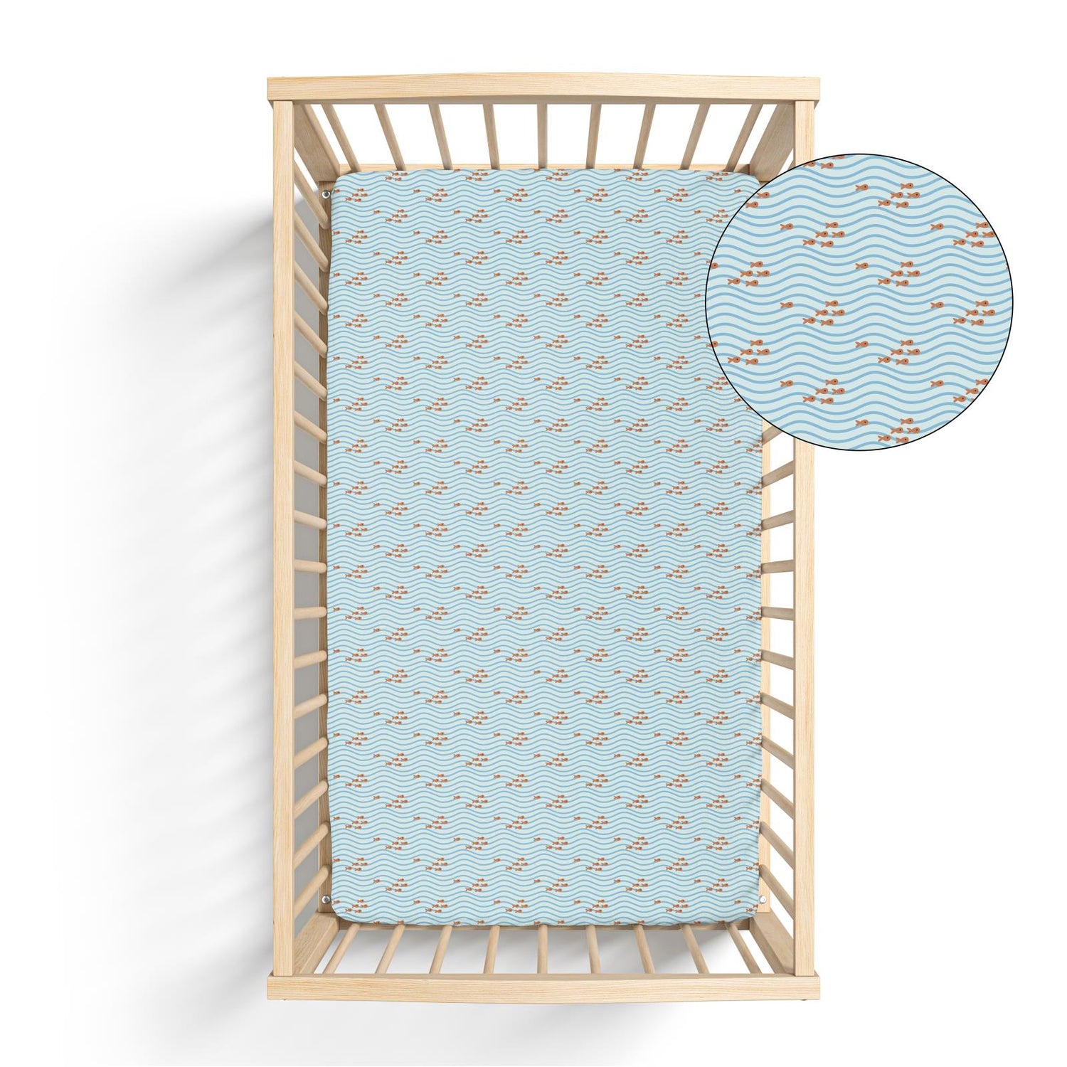 Print Grow with me Crib to Twin Fitted Sheet in Fresh Air Little Fishy (326972)