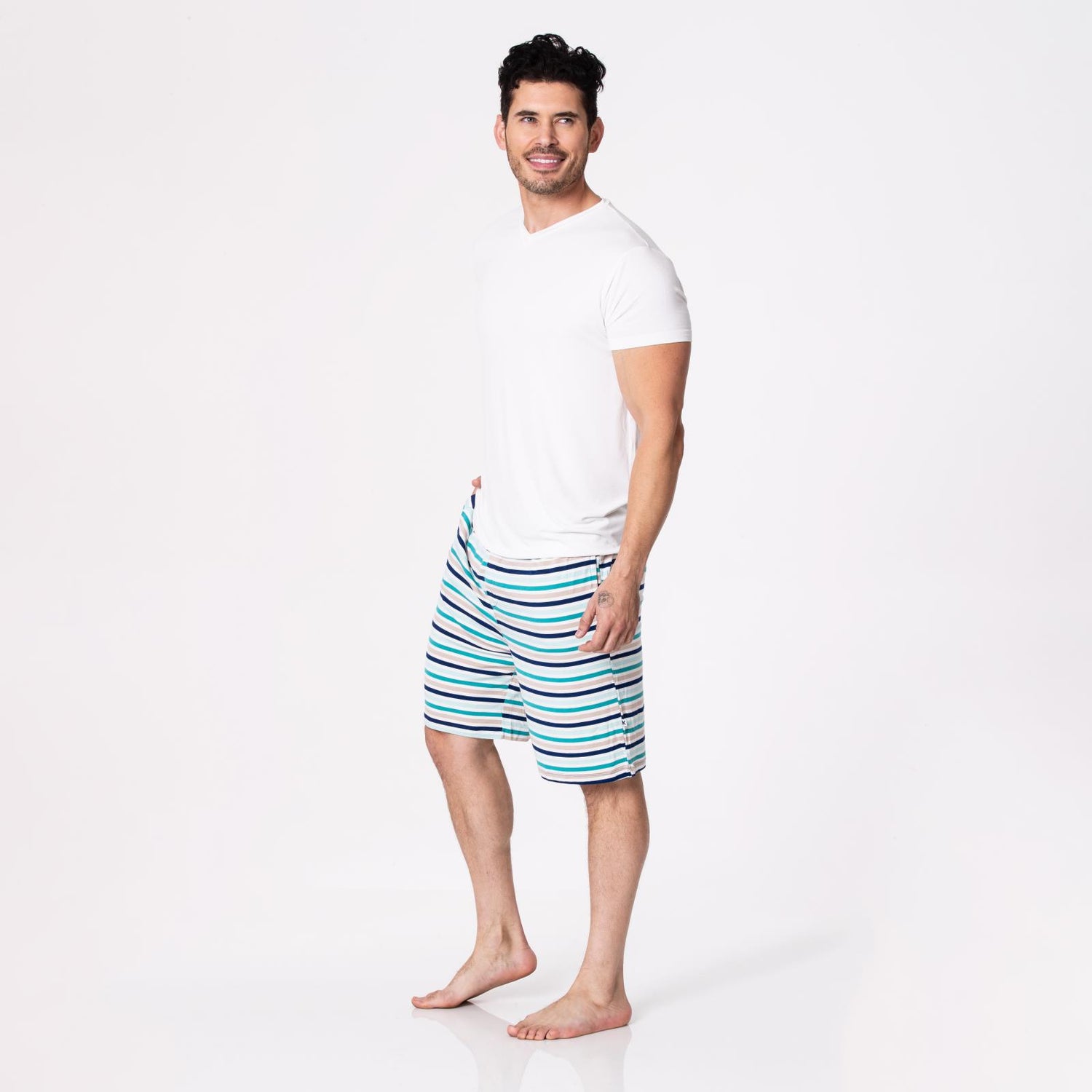 Men's Short Sleeve V-Neck Tee in Natural (327607)