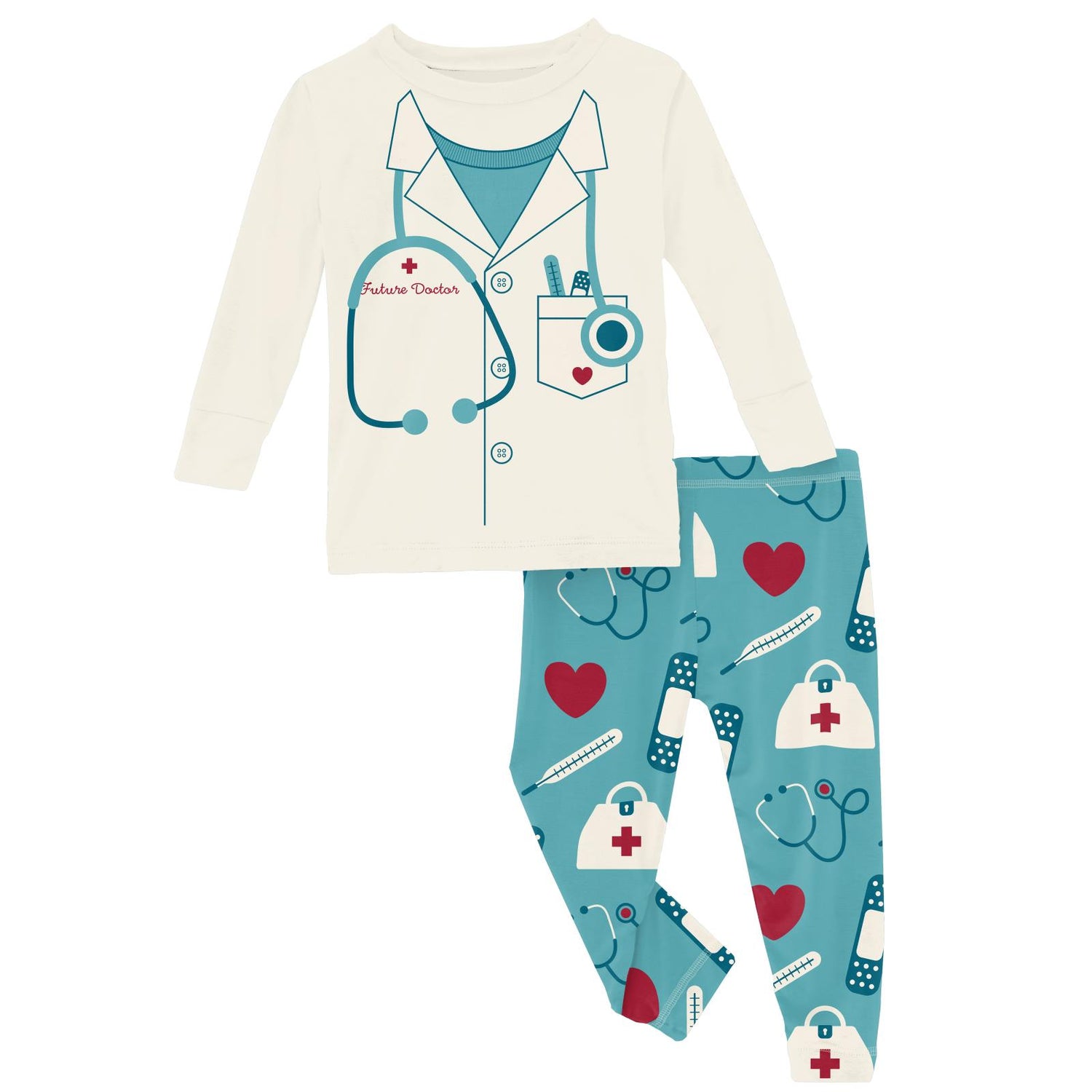 Long Sleeve Graphic Tee Pajama Set in Glacier Medicine (341443)