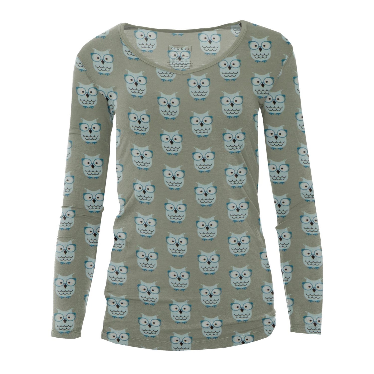 Print Long Sleeve One Tee in Silver Sage Wise Owls (154812)