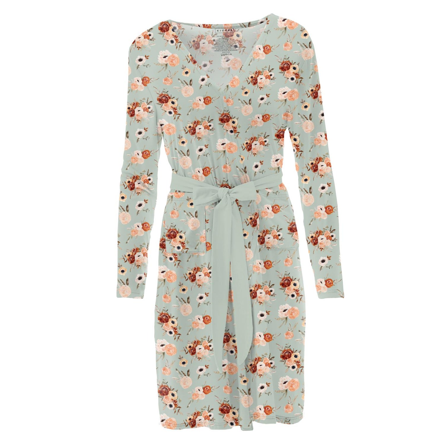 Women's Print Mid Length Lounge Robe in Aloe Fall Floral (334416)