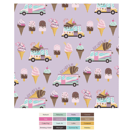 Print Short Sleeve Babydoll Outfit Set with Shorts in Thistle Ice Cream Truck (330311)