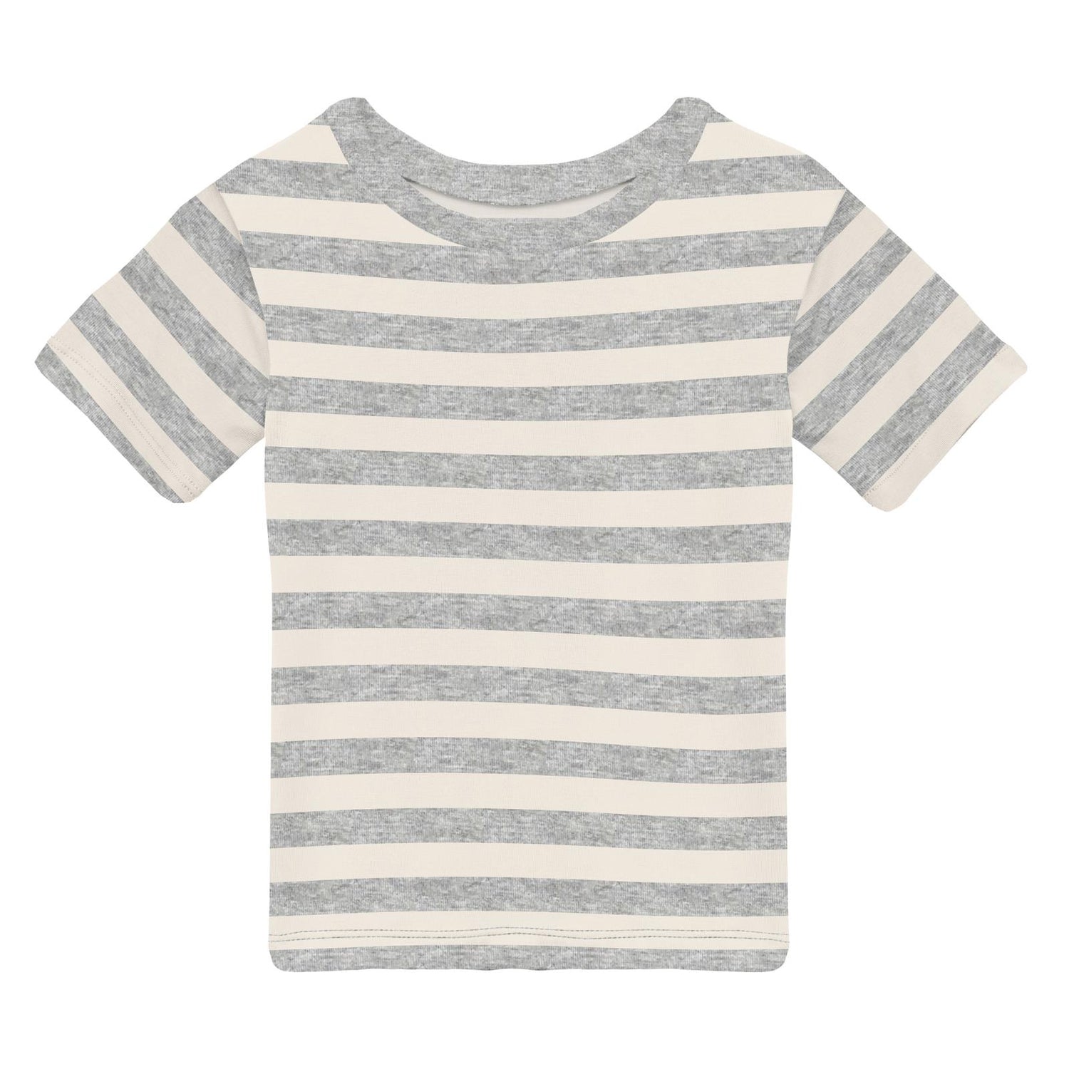 Print Short Sleeve Crew Neck Tee in Heathered Mist Sweet Stripe (345319)