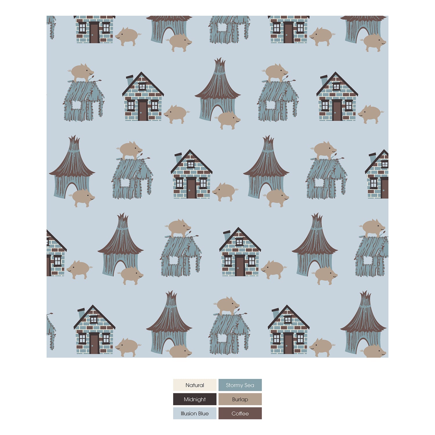 Print Kimono Newborn Gift Set with Elephant Box in Illusion Blue Three Little Pigs (296144)