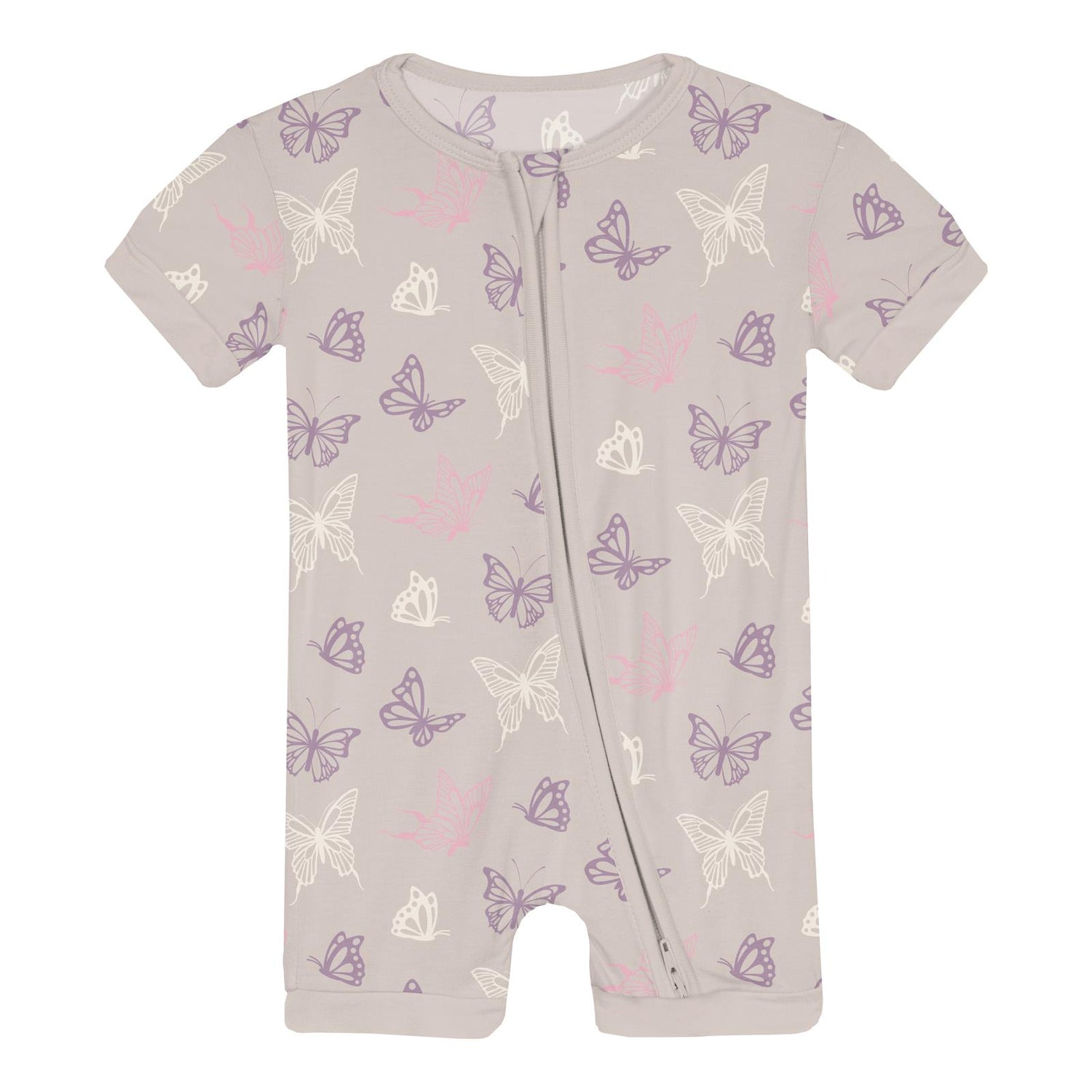 Print Shorty Sleeper with Zipper in Latte Butterflies (359901)