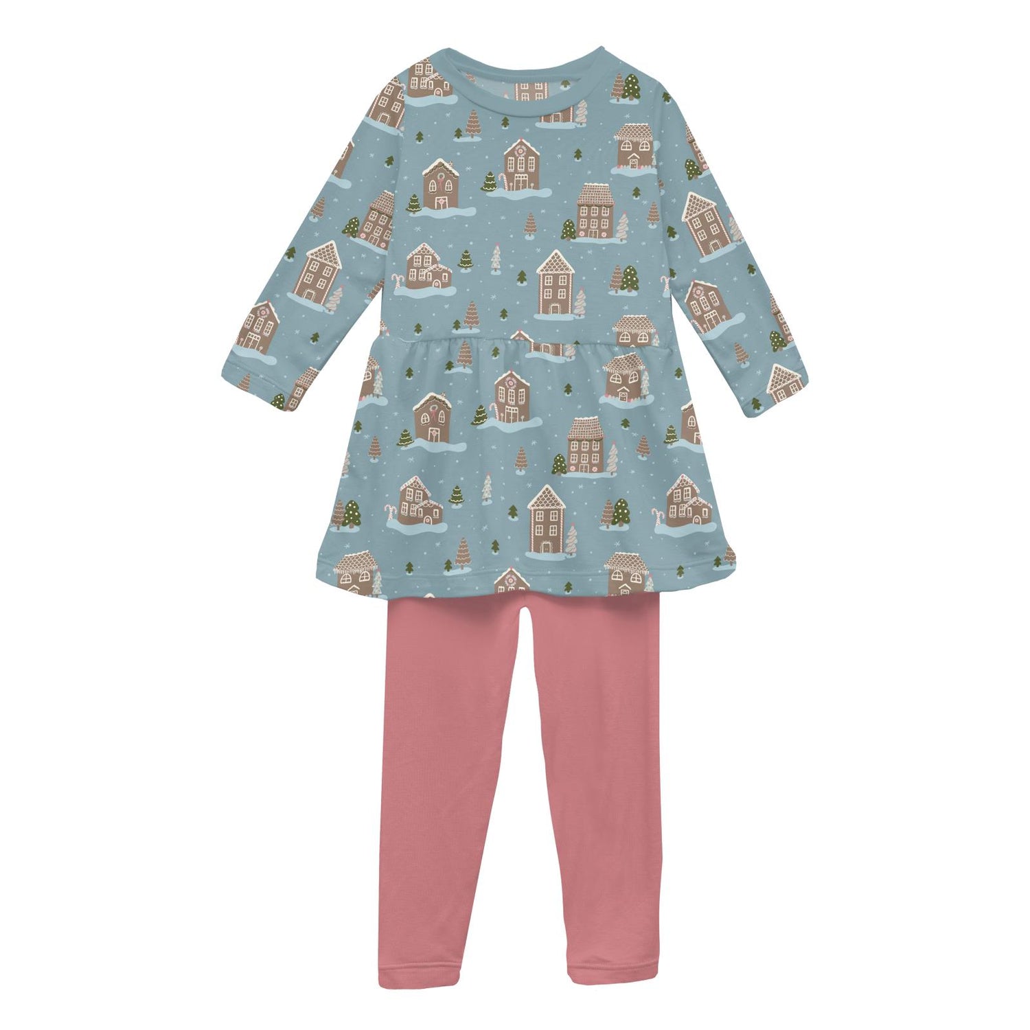 Print Long Sleeve Playtime Outfit Set in Stormy Sea Gingerbread Town (343752)