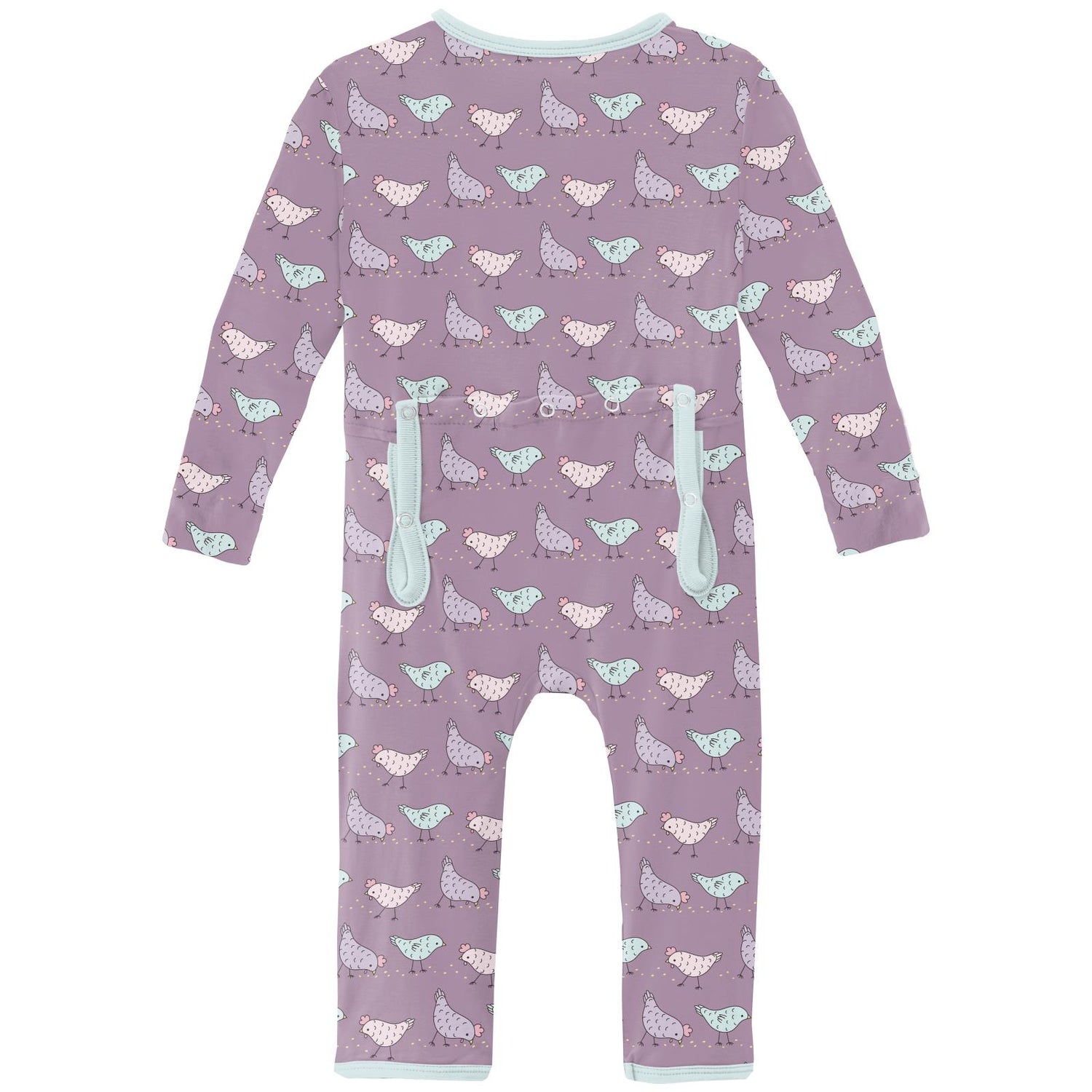 Print Coverall with 2 Way Zipper in Lavender Chickens (311245)
