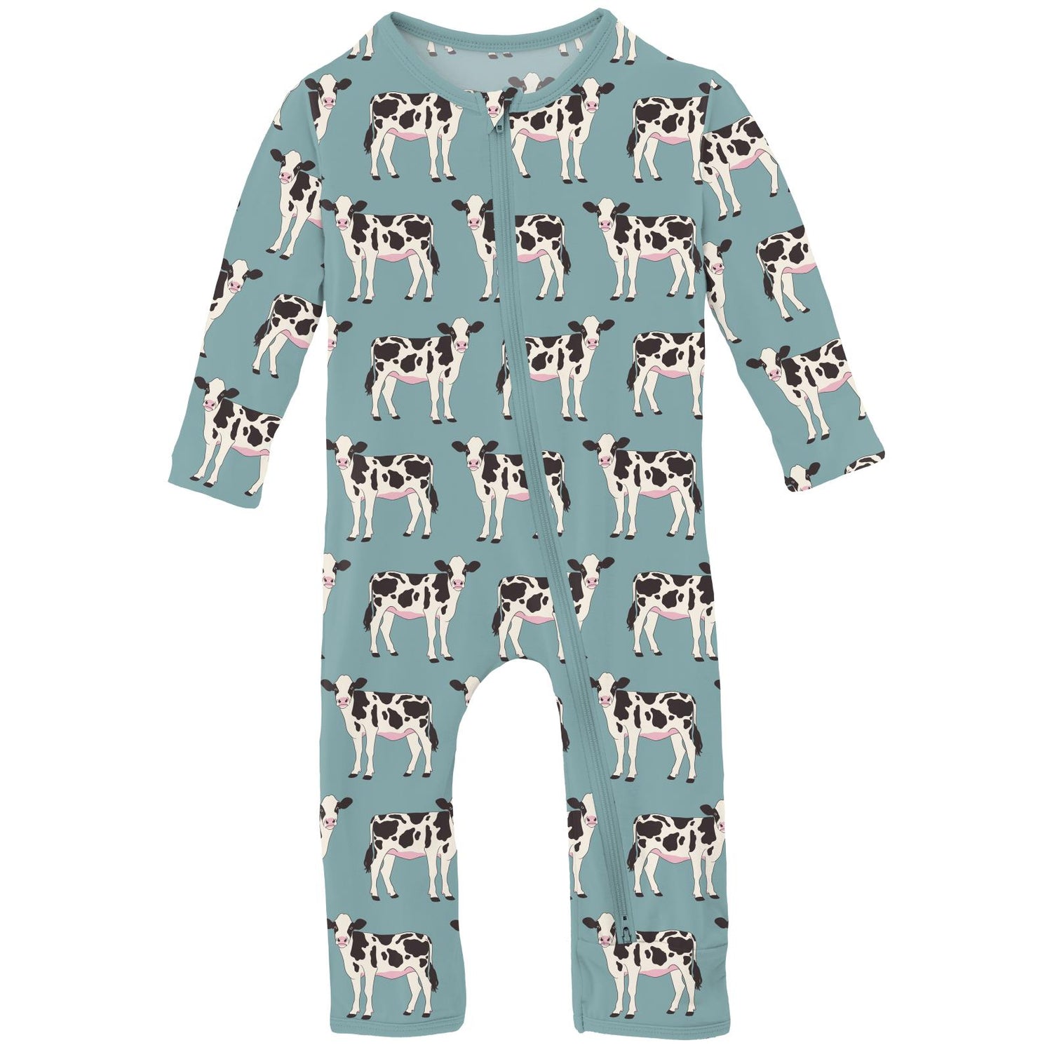 Print Coverall with 2 Way Zipper in Jade Cows (311387)