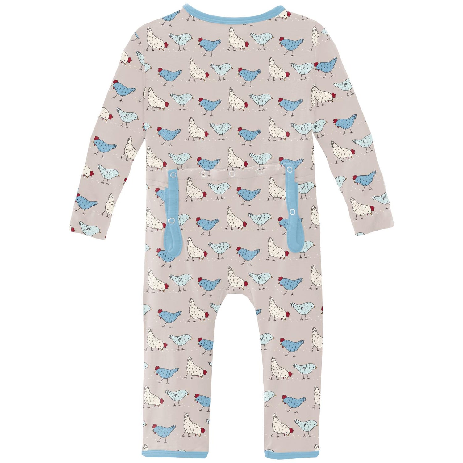 Print Coverall with 2 Way Zipper in Latte Chickens (311400)
