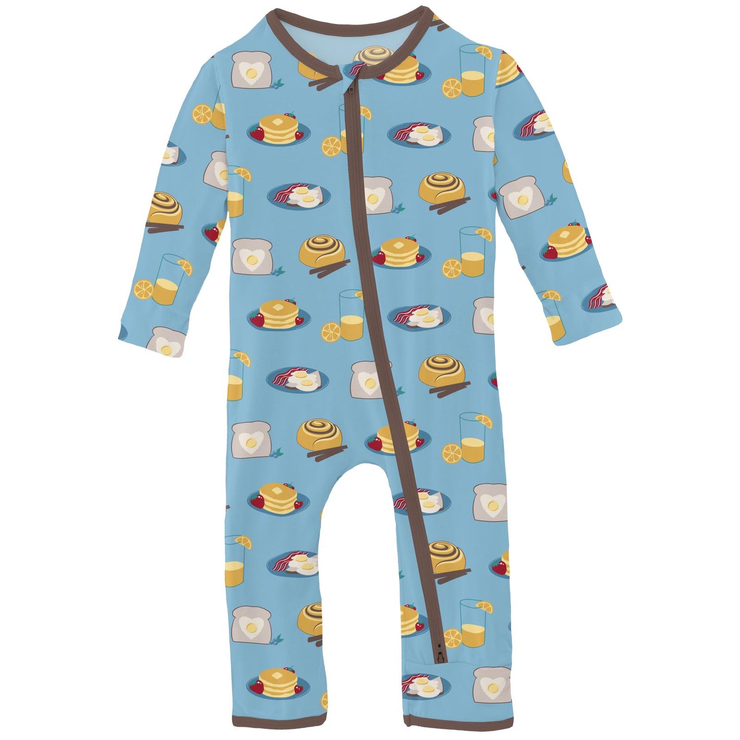Print Coverall with 2 Way Zipper in Seaside Blue Breakfast in Bed (311453)