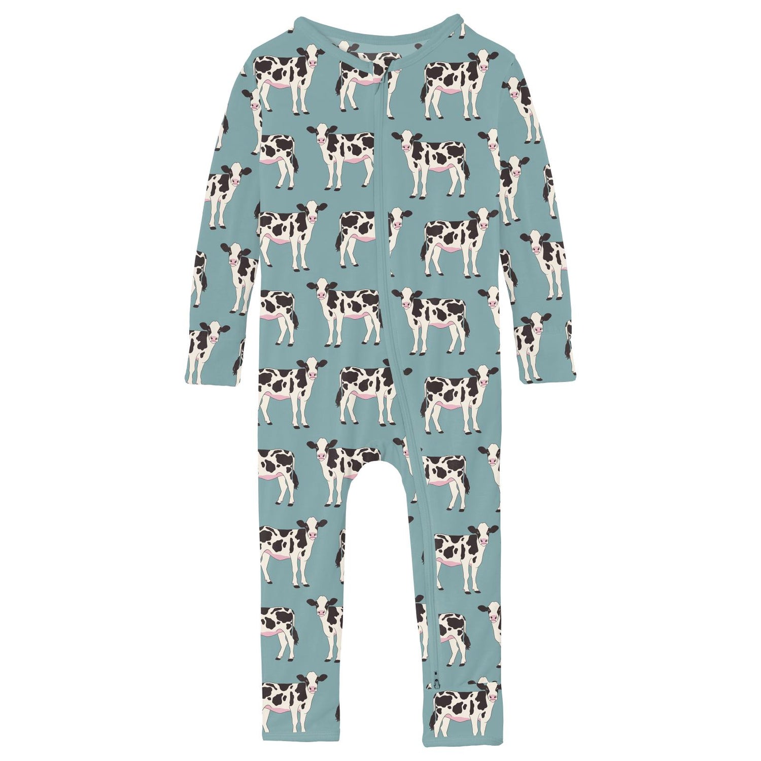 Print Coverall with 2 Way Zipper in Jade Cows (311466)