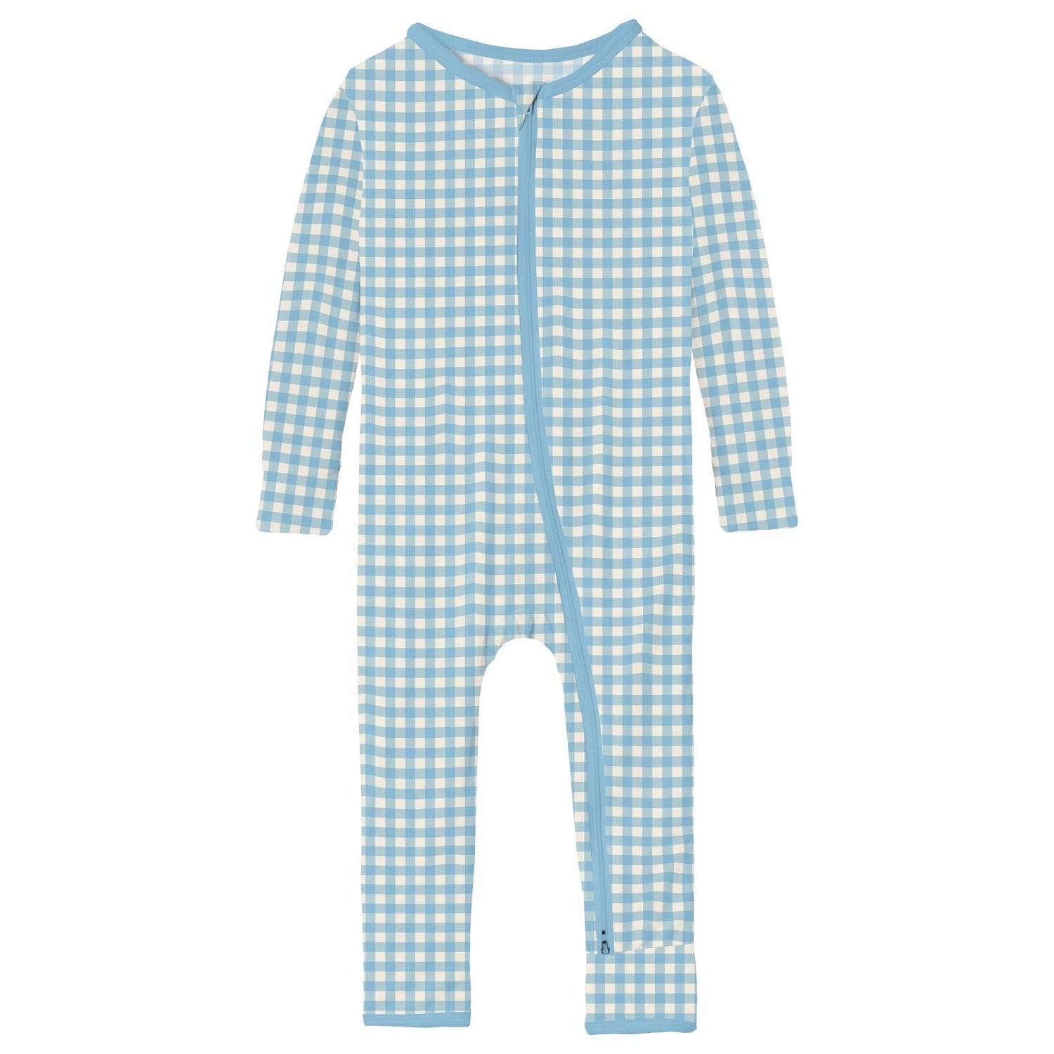 Print Coverall with 2 Way Zipper in Seaside Blue Gingham (311524)