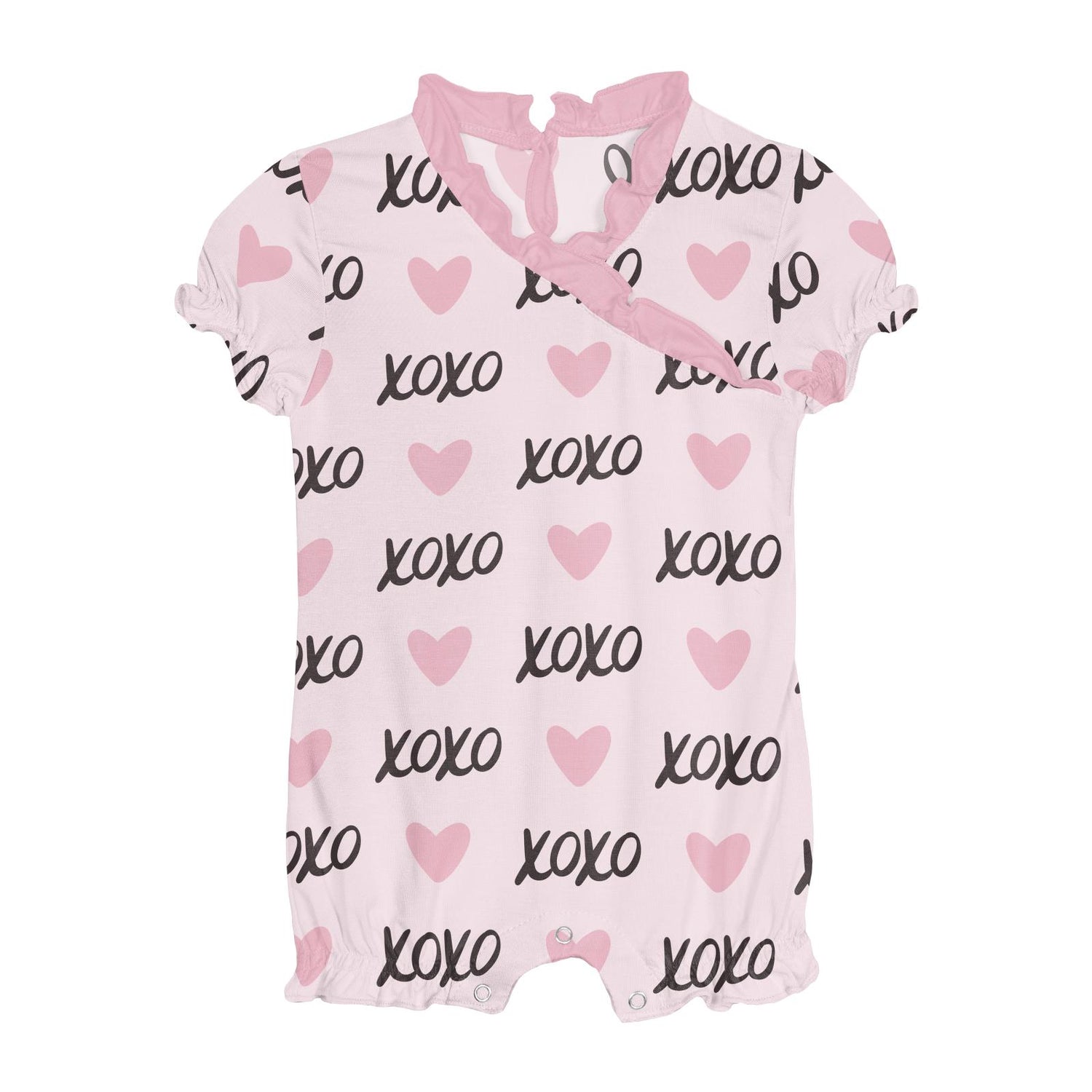 Print Ruffle Romper in Shrinking Violet XOXO (312208)