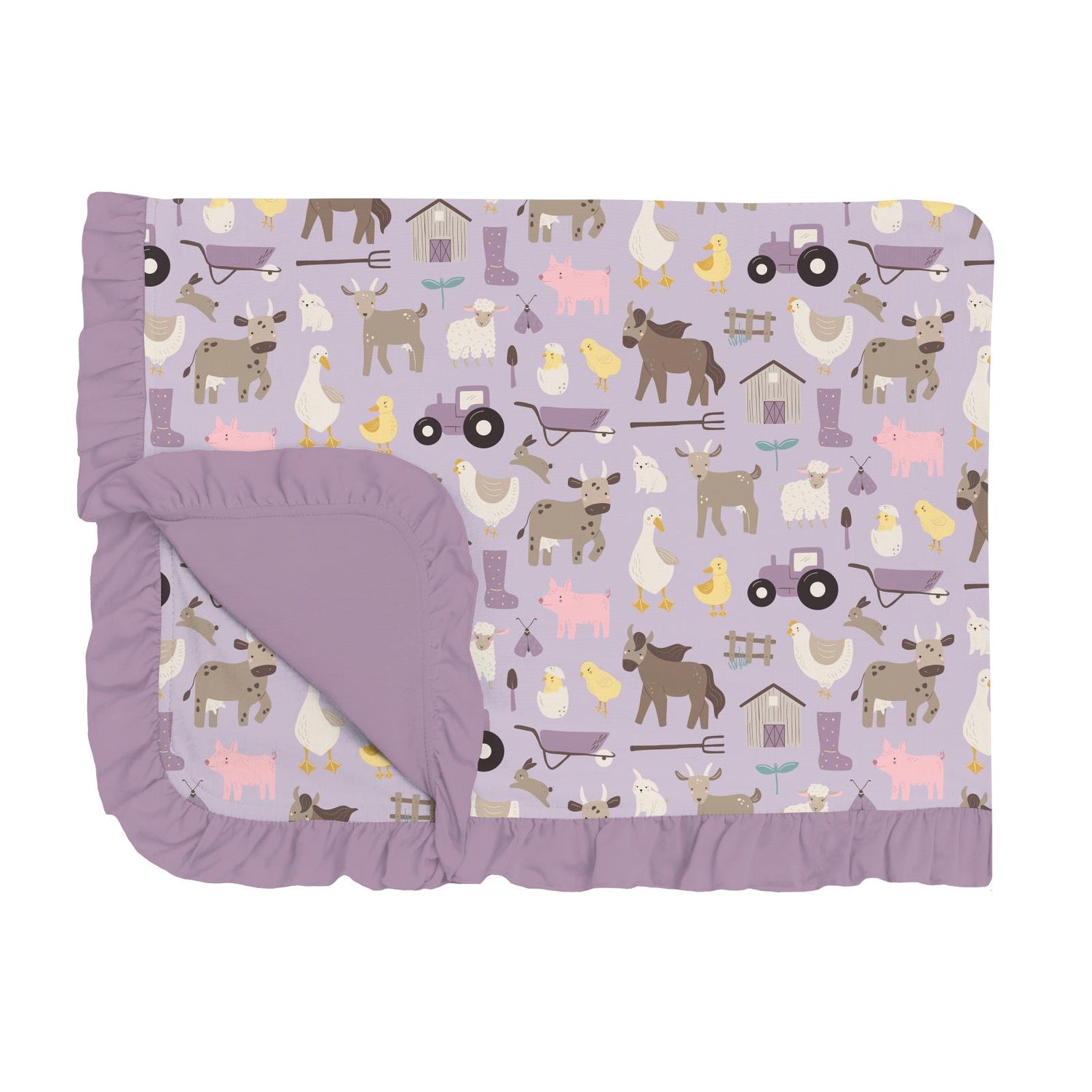 Print Ruffle Toddler Blanket in Thistle Morning on the Farm (312215)