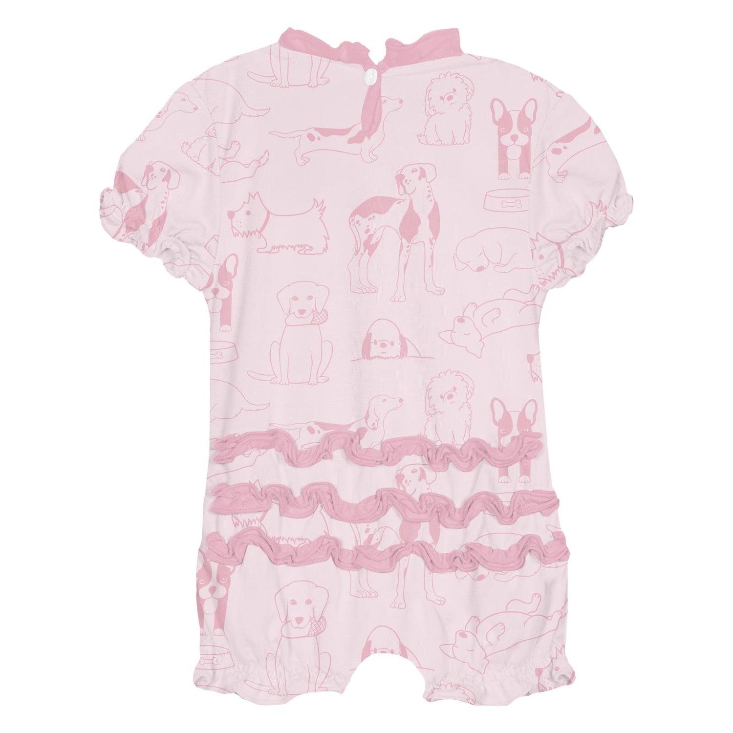 Print Ruffle Romper in Shrinking Violet Dogs (312239)