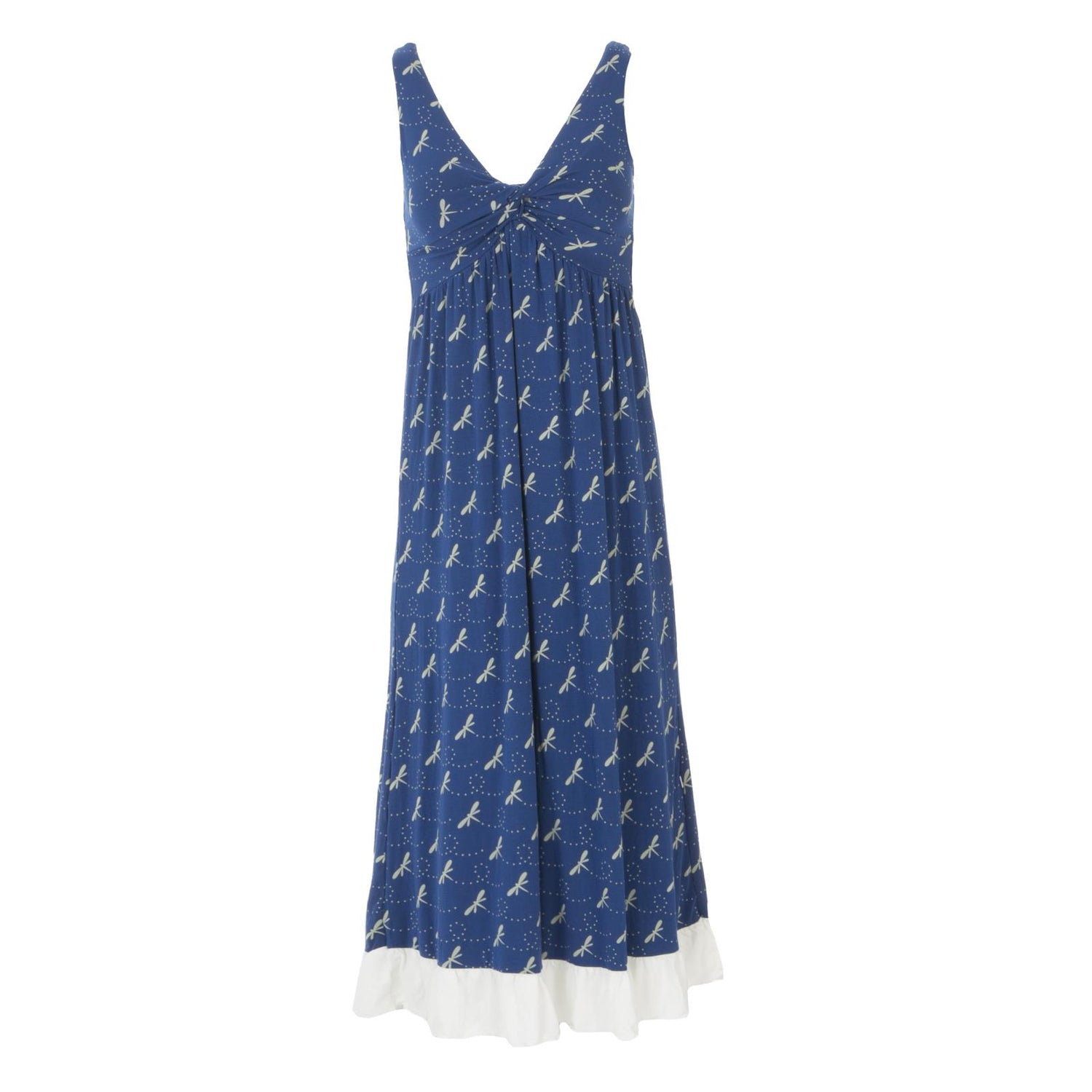 Print Twist Nightgown in Navy Dragonfly