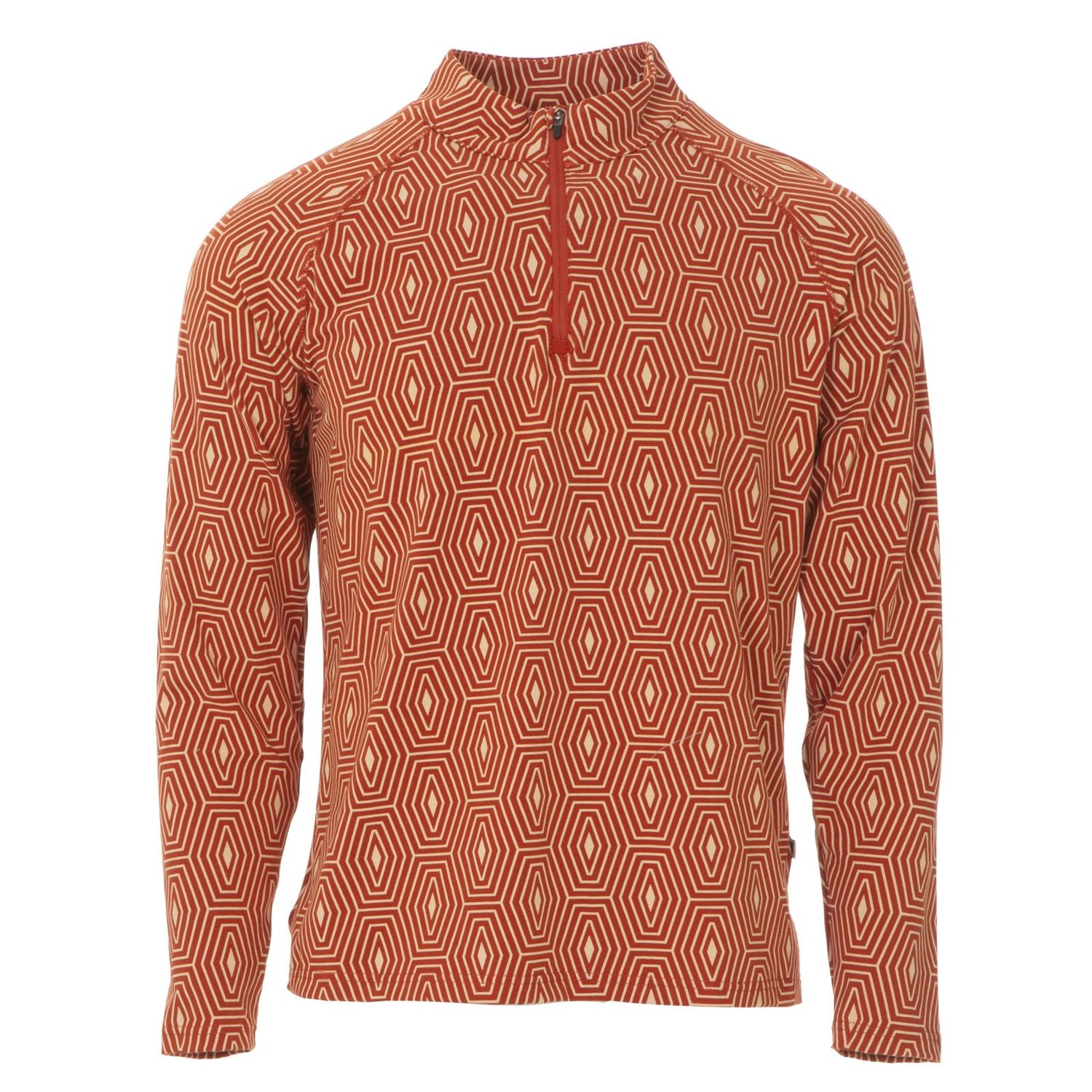 Print Men's Long Sleeve Luxe Jersey Sport Tee in Red Tea Tortoise Shell