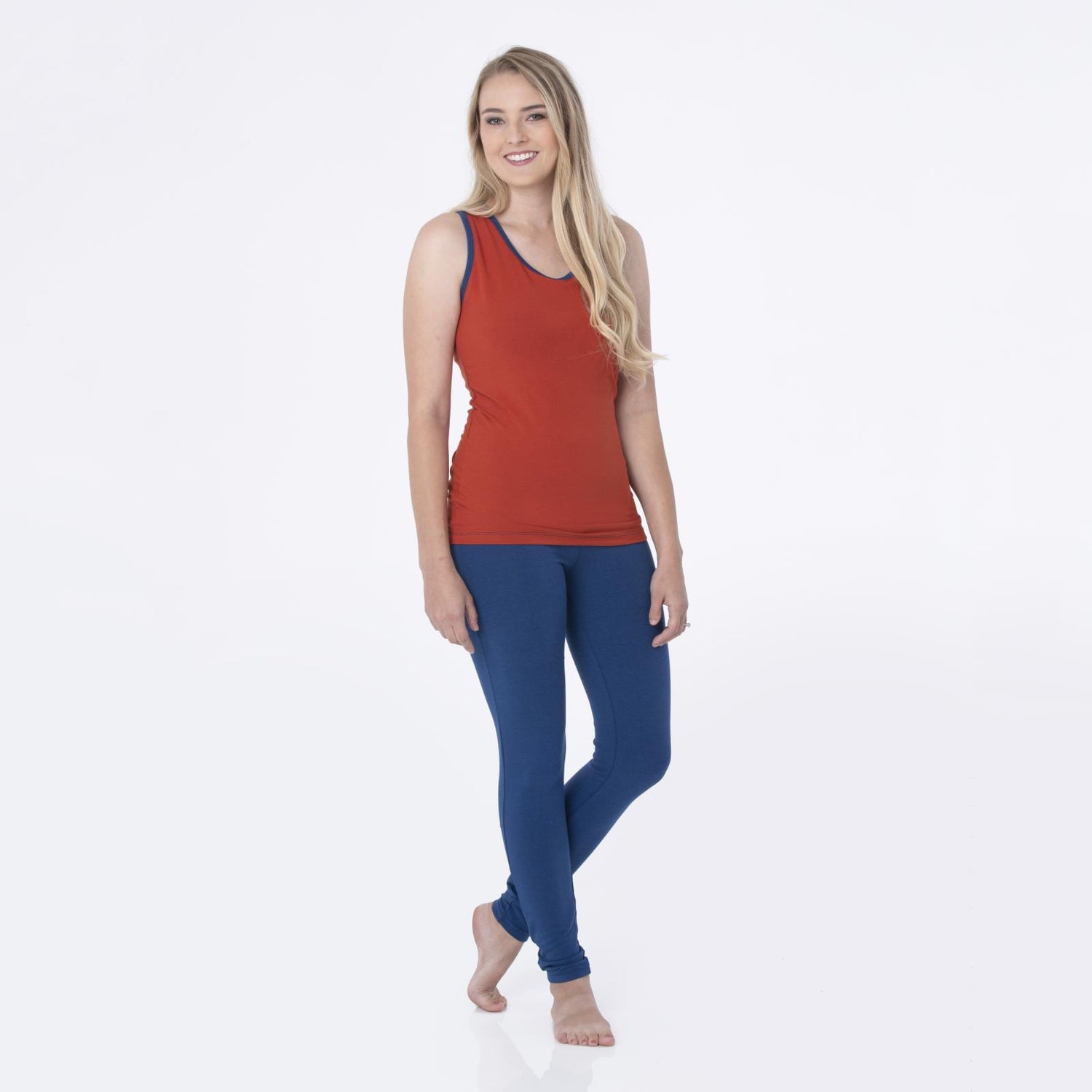 Women's Luxe Tank in Red Tea with Navy