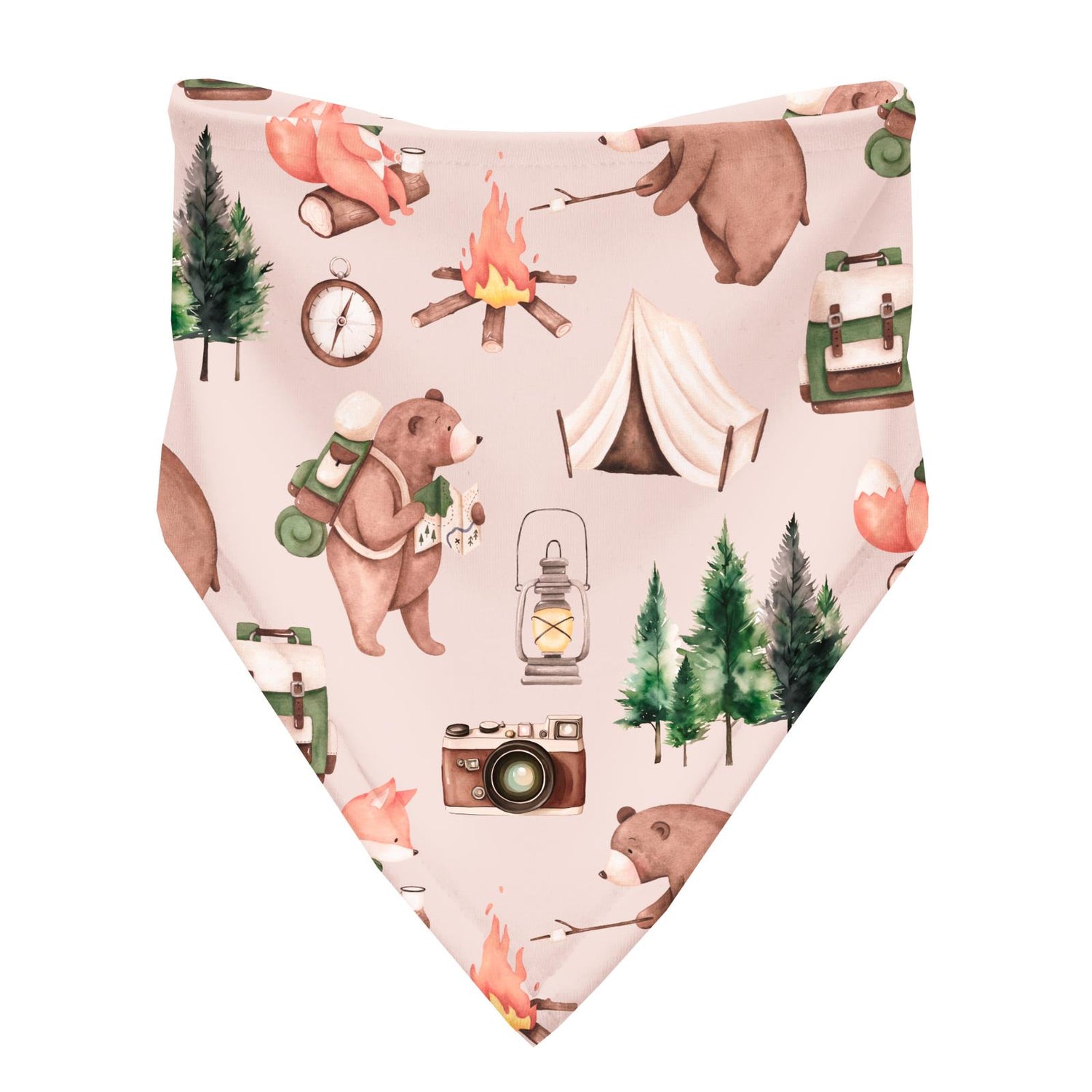 Print Bandana Bib in Latte Camping Animals (318441)