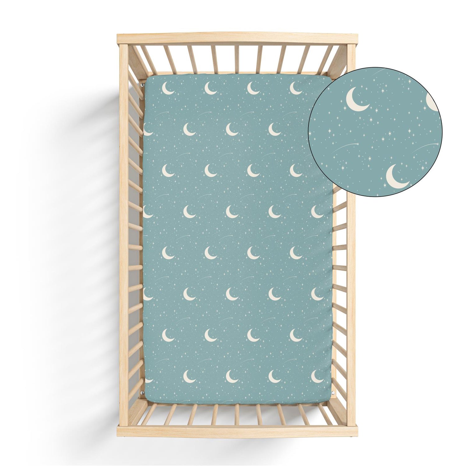 Print Grow with me Crib to Twin Fitted Sheet in Jade Starry Sky & Moon (318408)