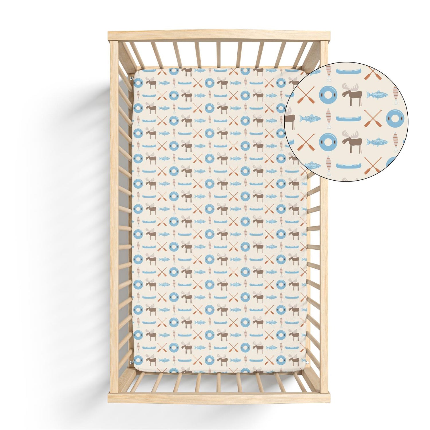 Print Grow with me Crib to Twin Fitted Sheet in Natural Lake Life (318447)