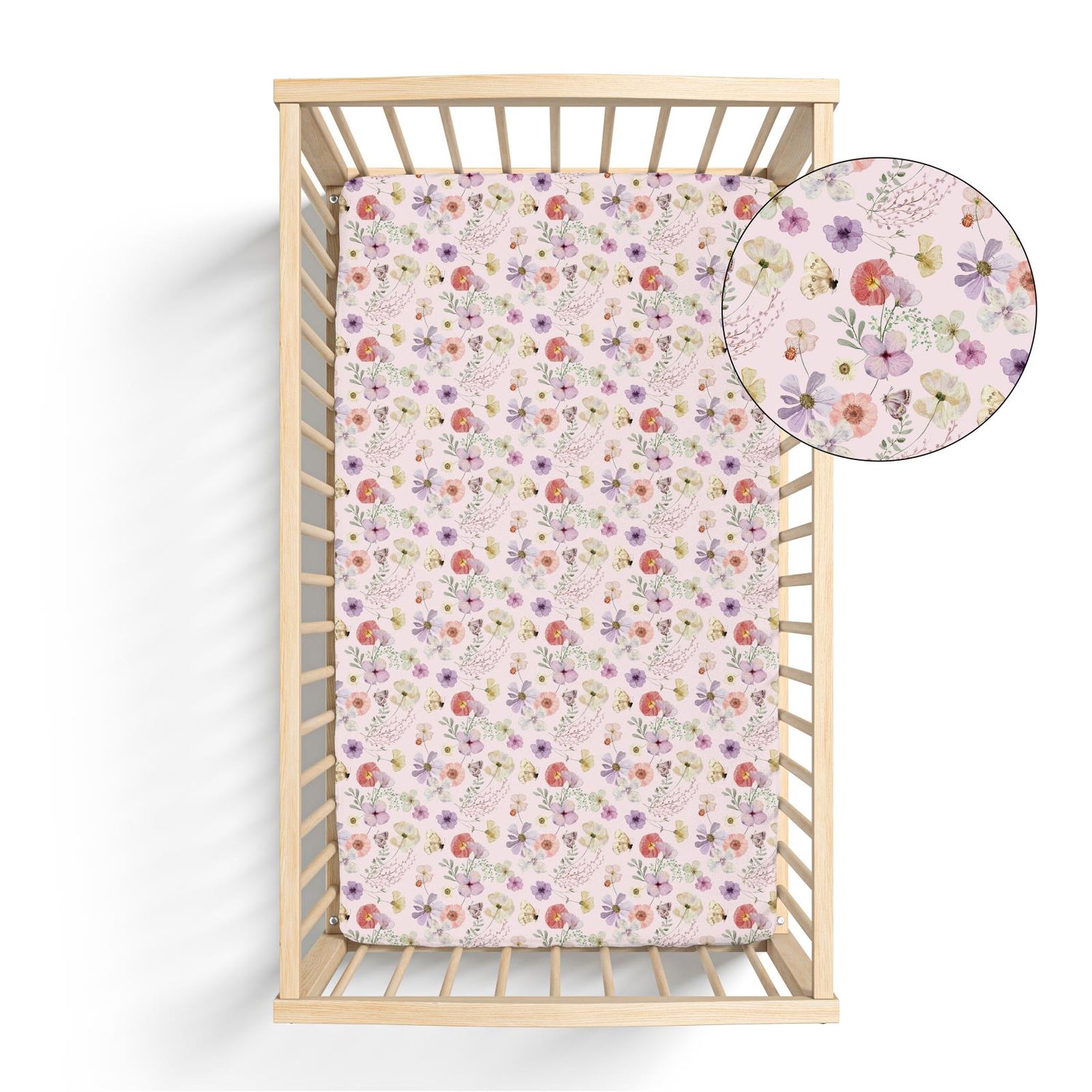 Print Grow with me Crib to Twin Fitted Sheet in Shrinking Violet Pressed Flowers (318552)