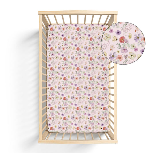 Print Grow with me Crib to Twin Fitted Sheet in Shrinking Violet Pressed Flowers (318552)