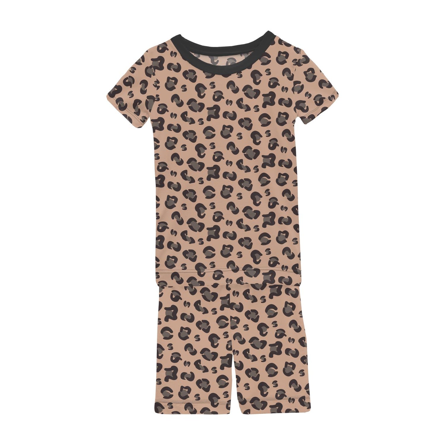 Print Short Sleeve Pajama Set with Shorts in Suede Cheetah Print (324721)