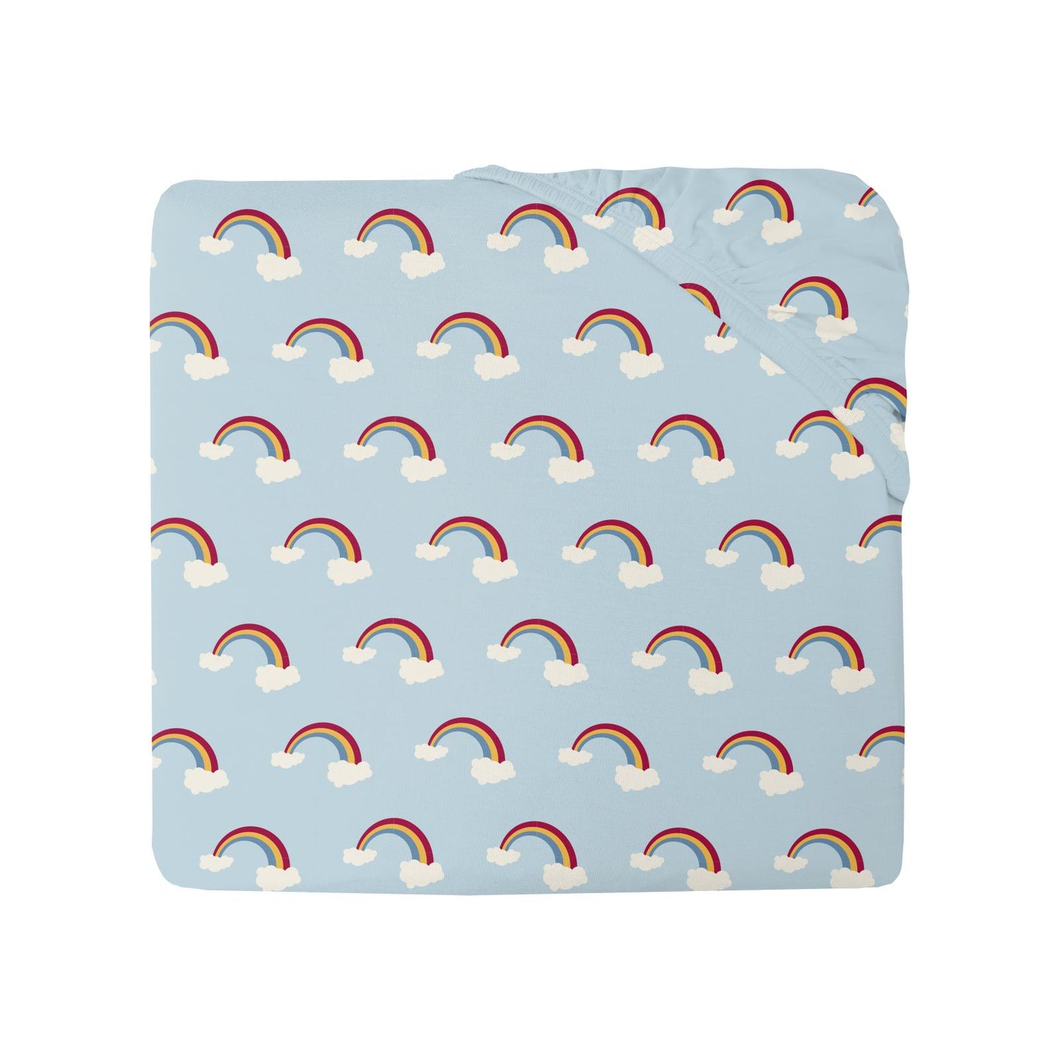 Print Grow-with-Me Twin to Full Fitted Sheet in Spring Sky Rainbows