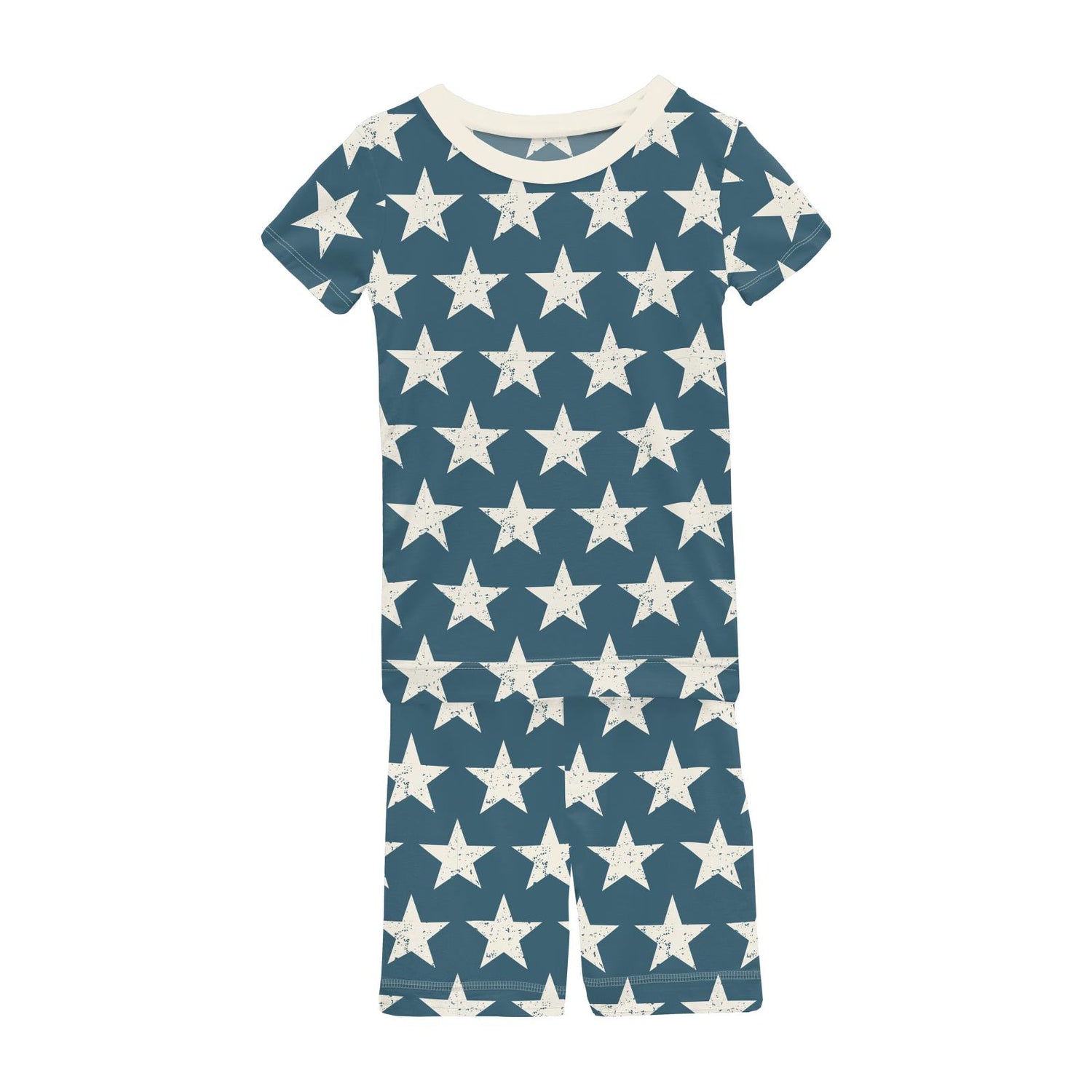 Print Short Sleeve Pajama Set with Shorts in Vintage Stars (324788)
