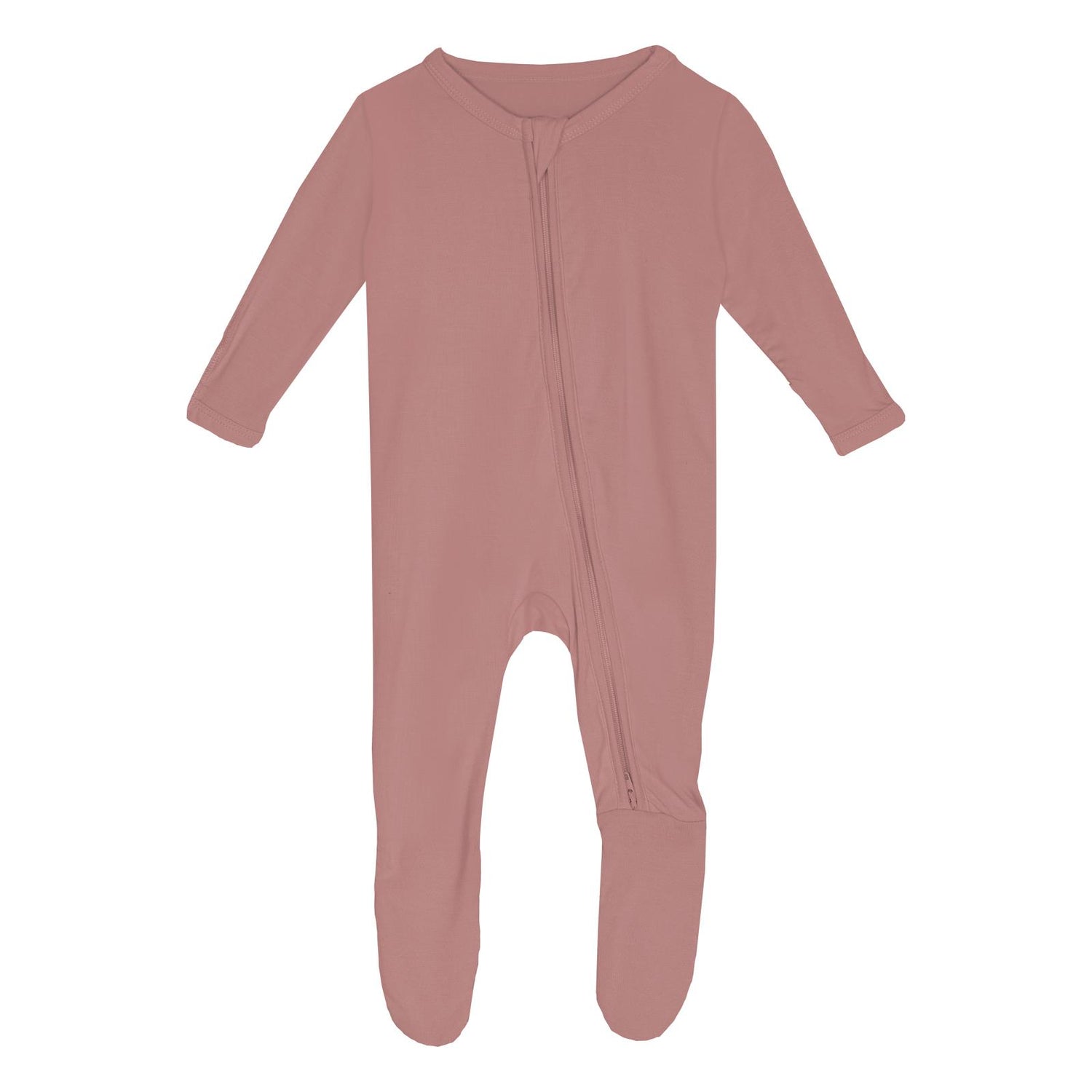 Footie with 2 Way Zipper in Antique Pink