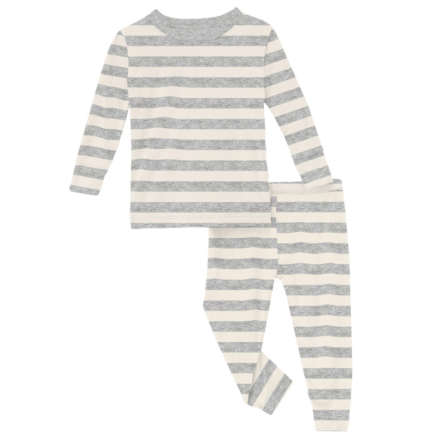 Print Long Sleeve Pajama Set in Heathered Mist Sweet Stripe